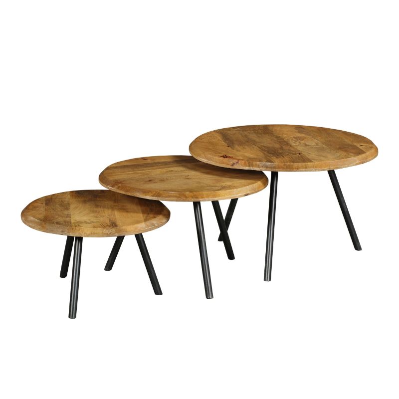 Ronde salontafel set Ohio Naturel Mangohout 70 cm - foto 4