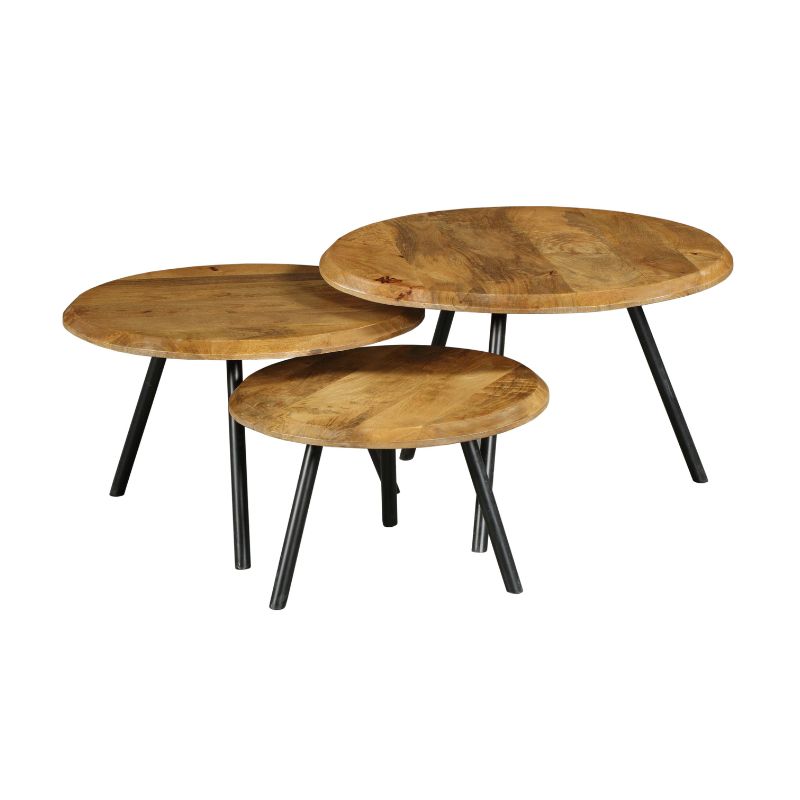 Ronde salontafel set Ohio Naturel Mangohout 70 cm - foto 3
