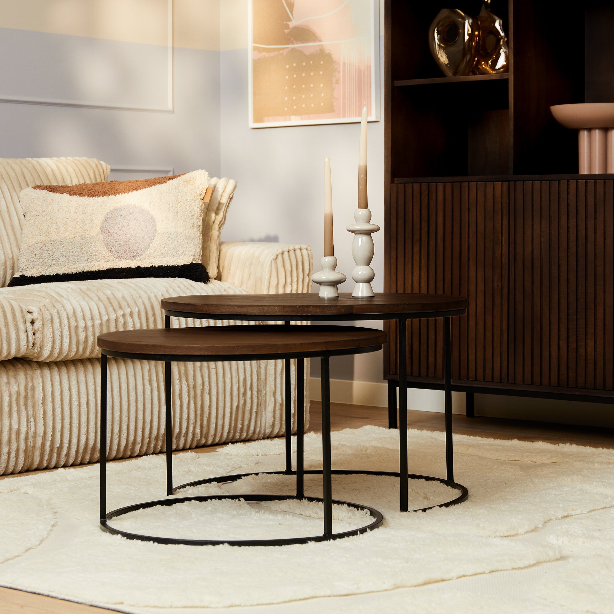 Salontafel set Madison Bruin Mangohout 70 cm