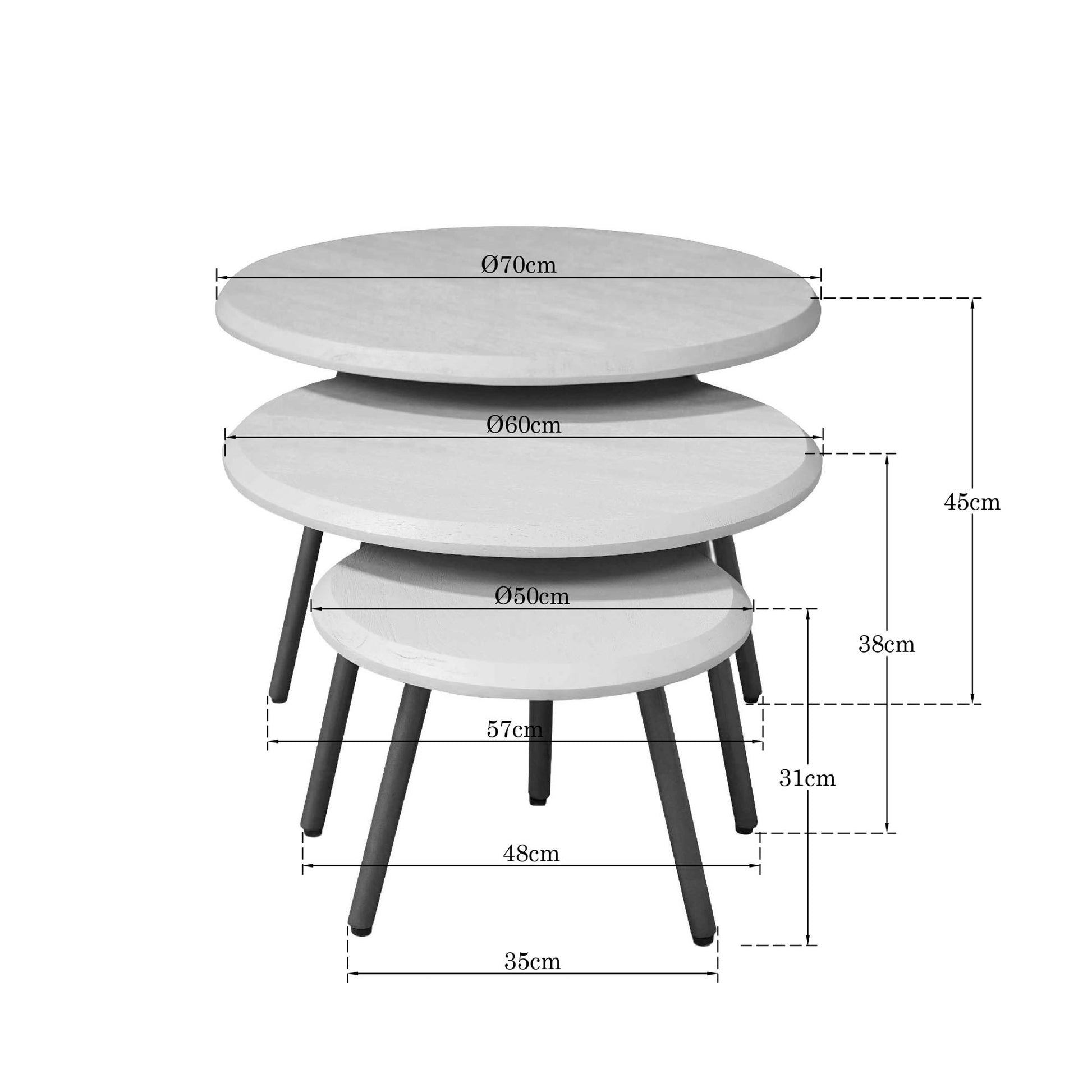 Ronde salontafelset Ohio Zand Mangohout 70 cm - foto 4