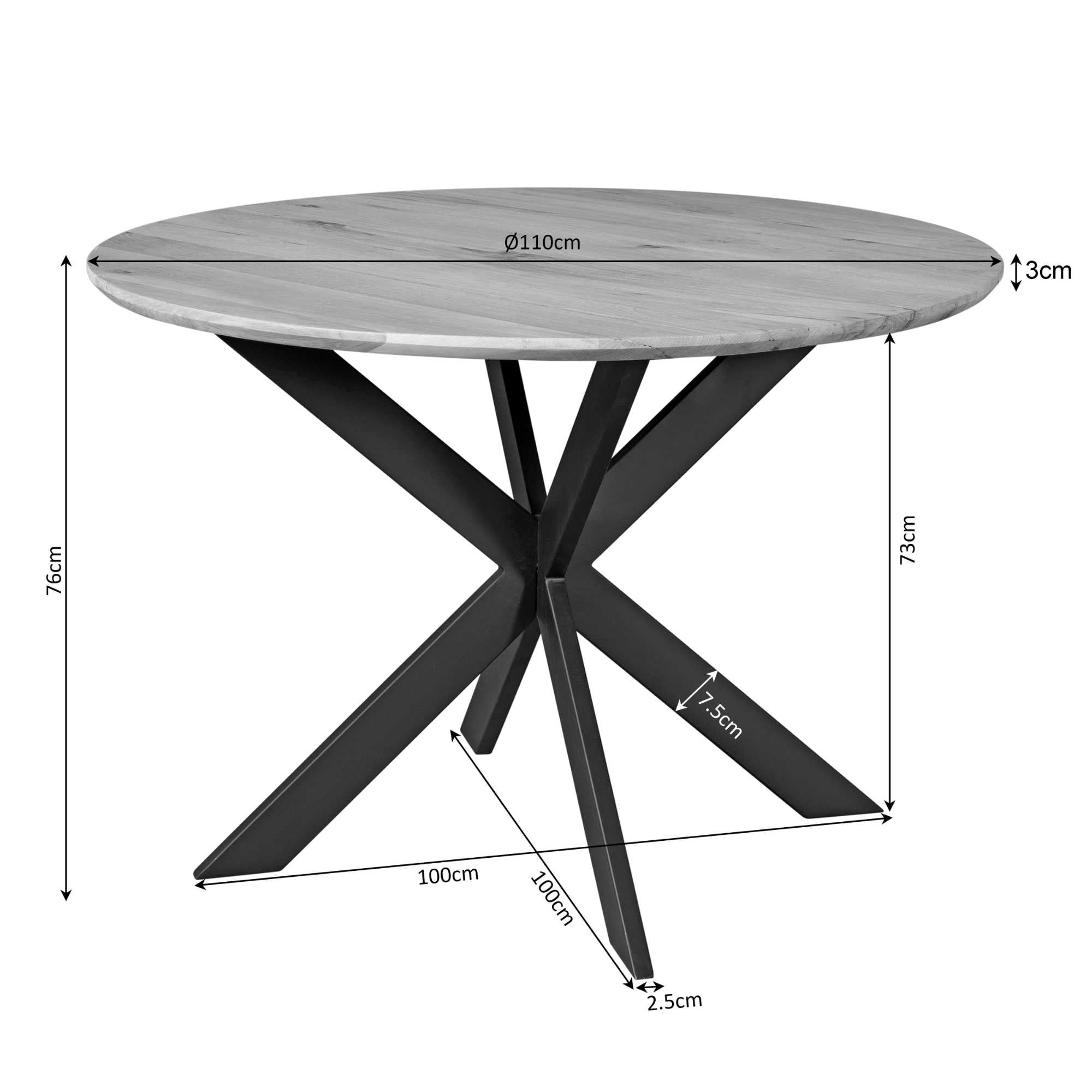 Ronde eettafel Ferris Bruin Eikenhout 110 cm