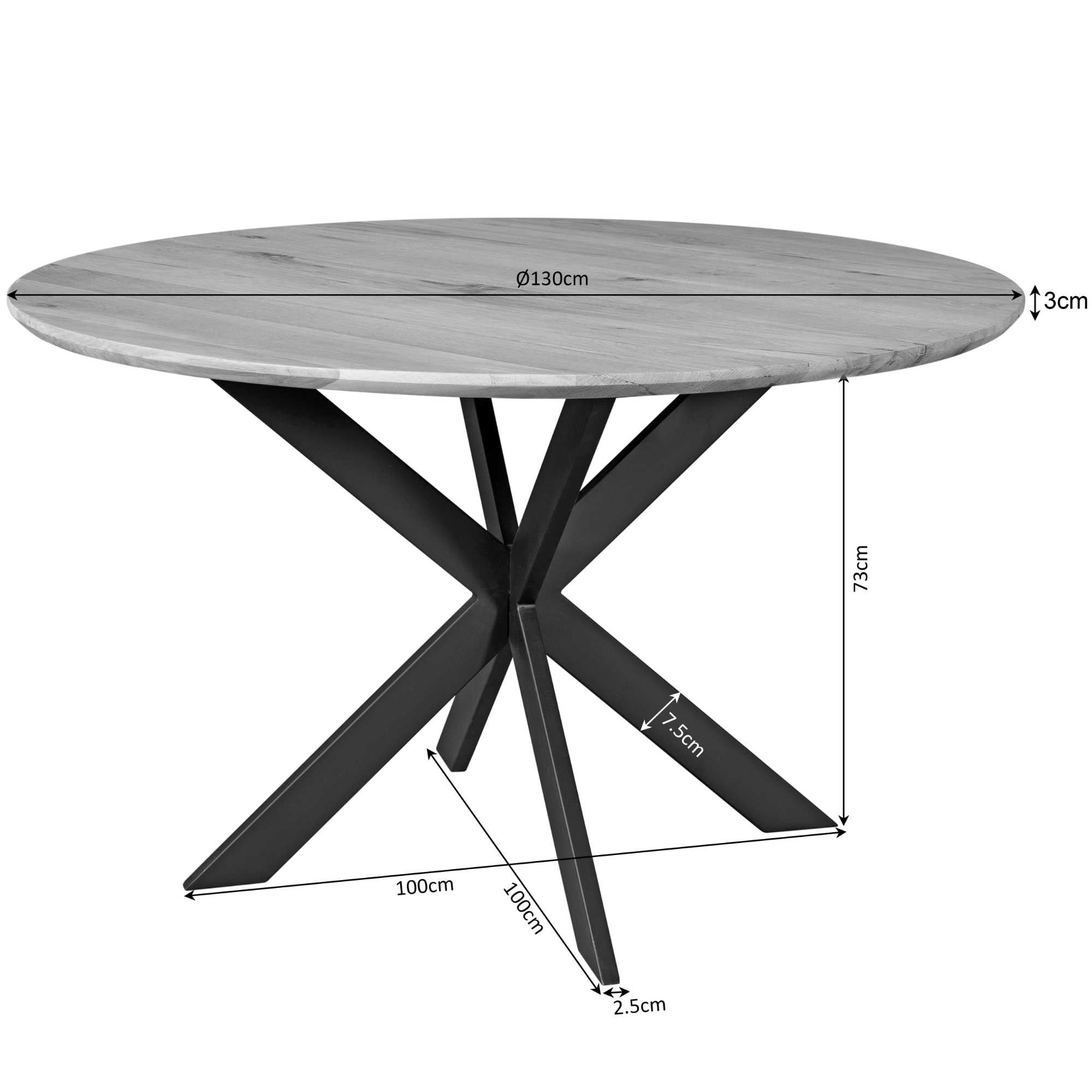 Ronde eettafel Ferris Bruin Eikenhout 130 cm