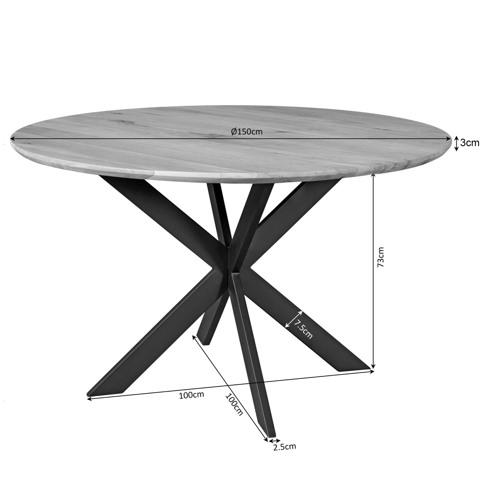 Ronde eettafel Ferris Bruin Eikenhout 150 cm