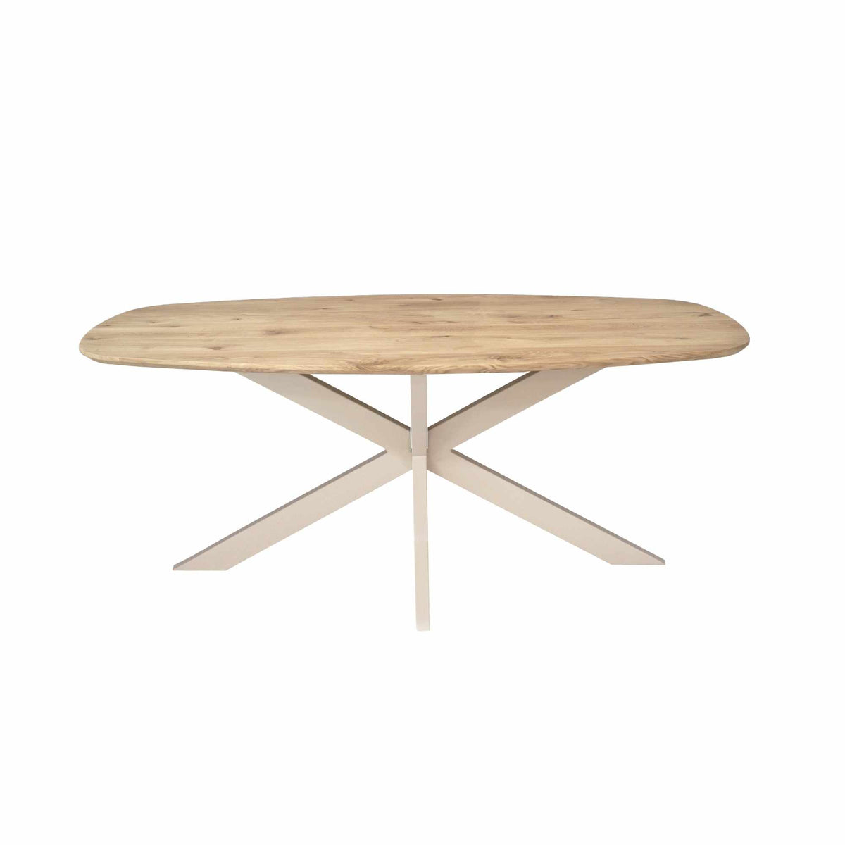 Deens ovale eiken eettafel Ferris in naturel met zandkleurige poot
