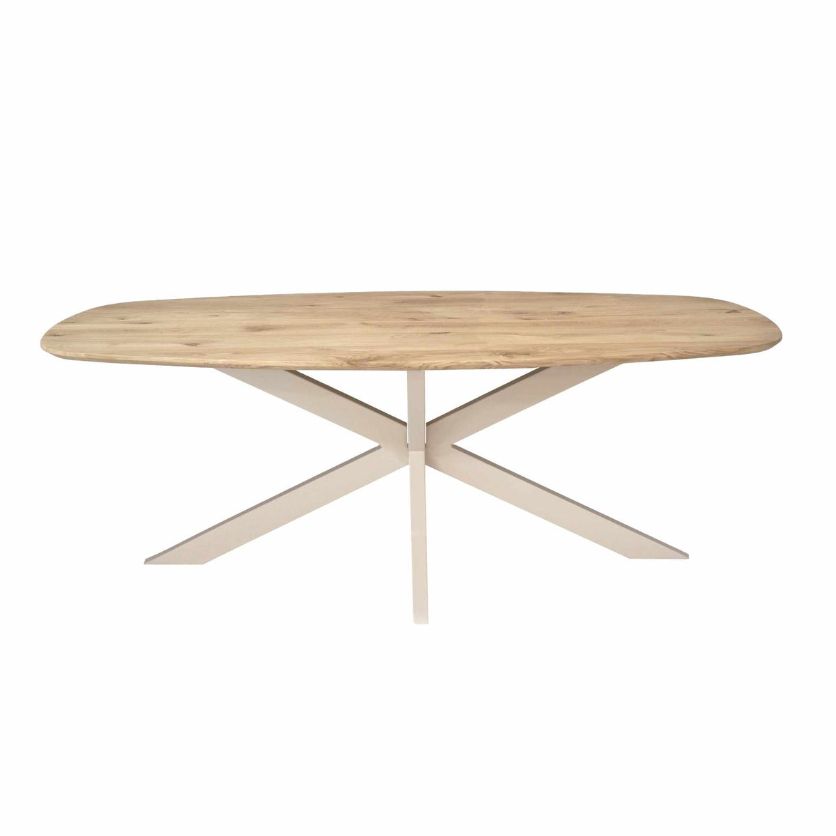 Deens ovale eiken eettafel Ferris in naturel met zandkleurige poot