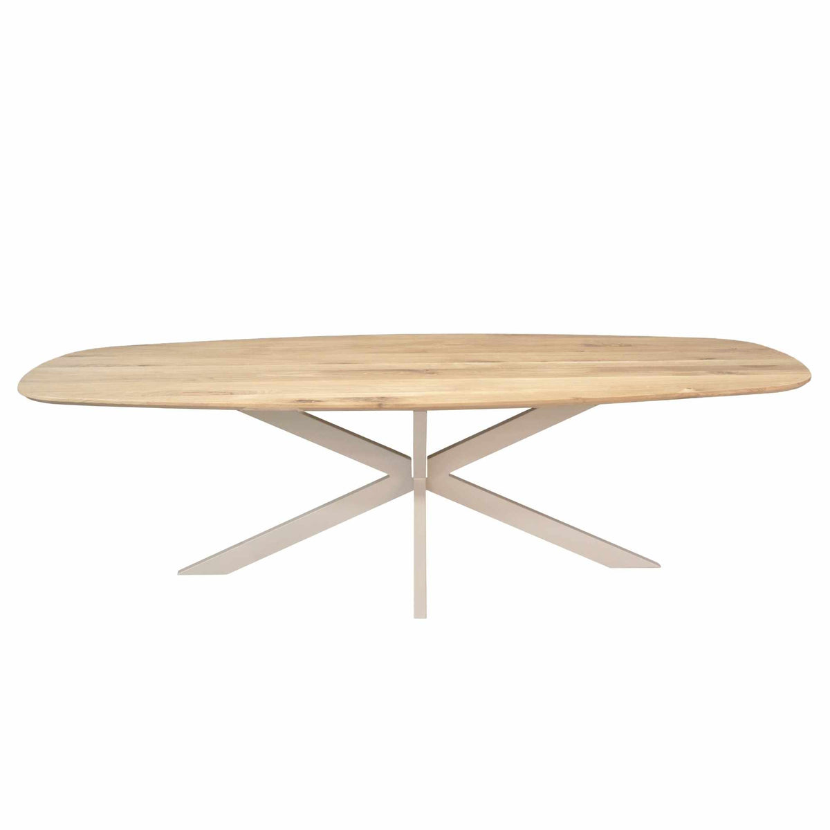 Deens ovale eiken eettafel Ferris in naturel met zandkleurige poot