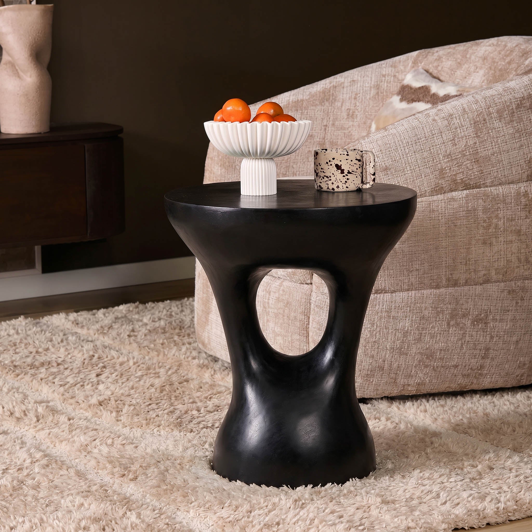 Ronde salontafel Amelie Zwart Aluminium 43 cm