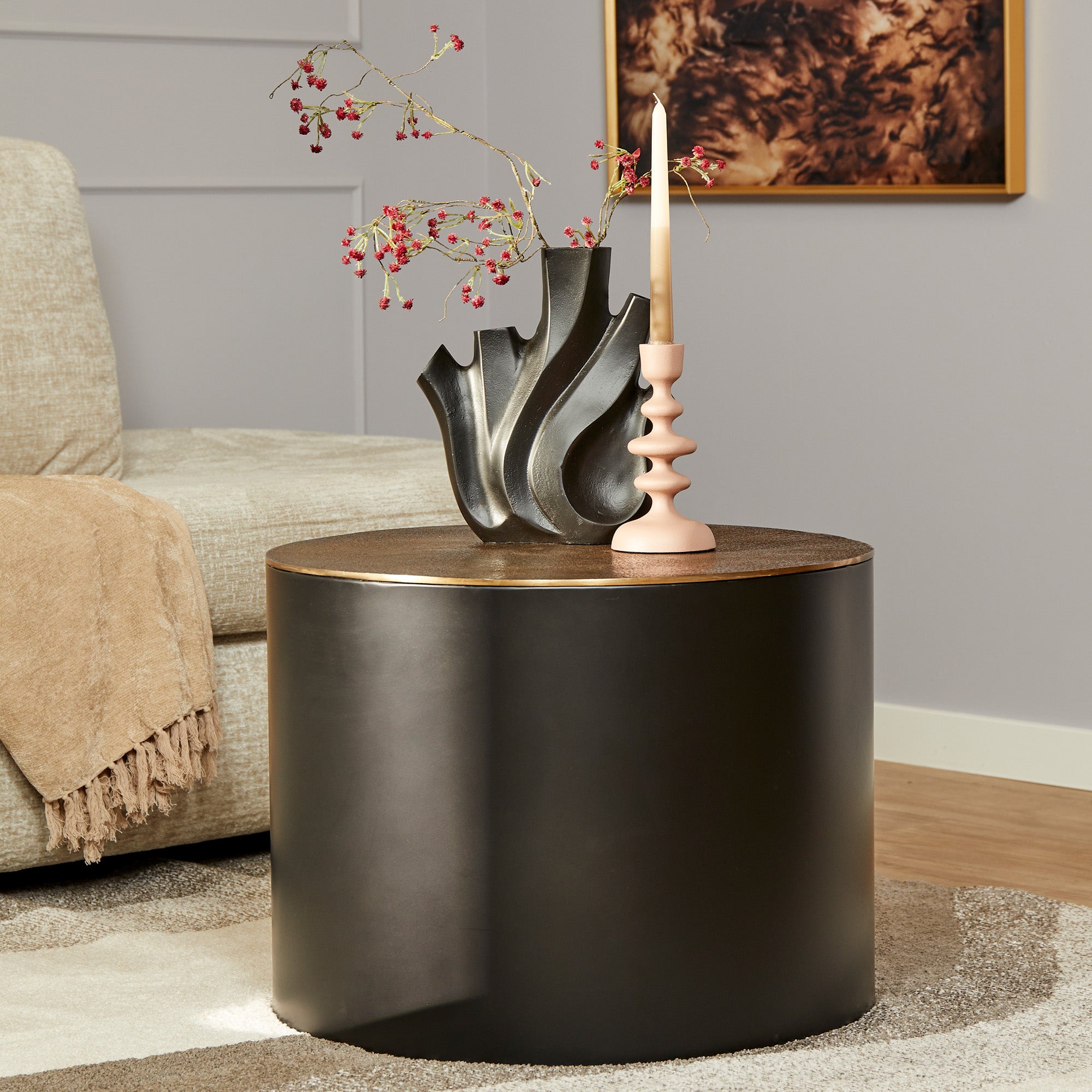 Salontafel Fiore Zwart Aluminium 60 cm