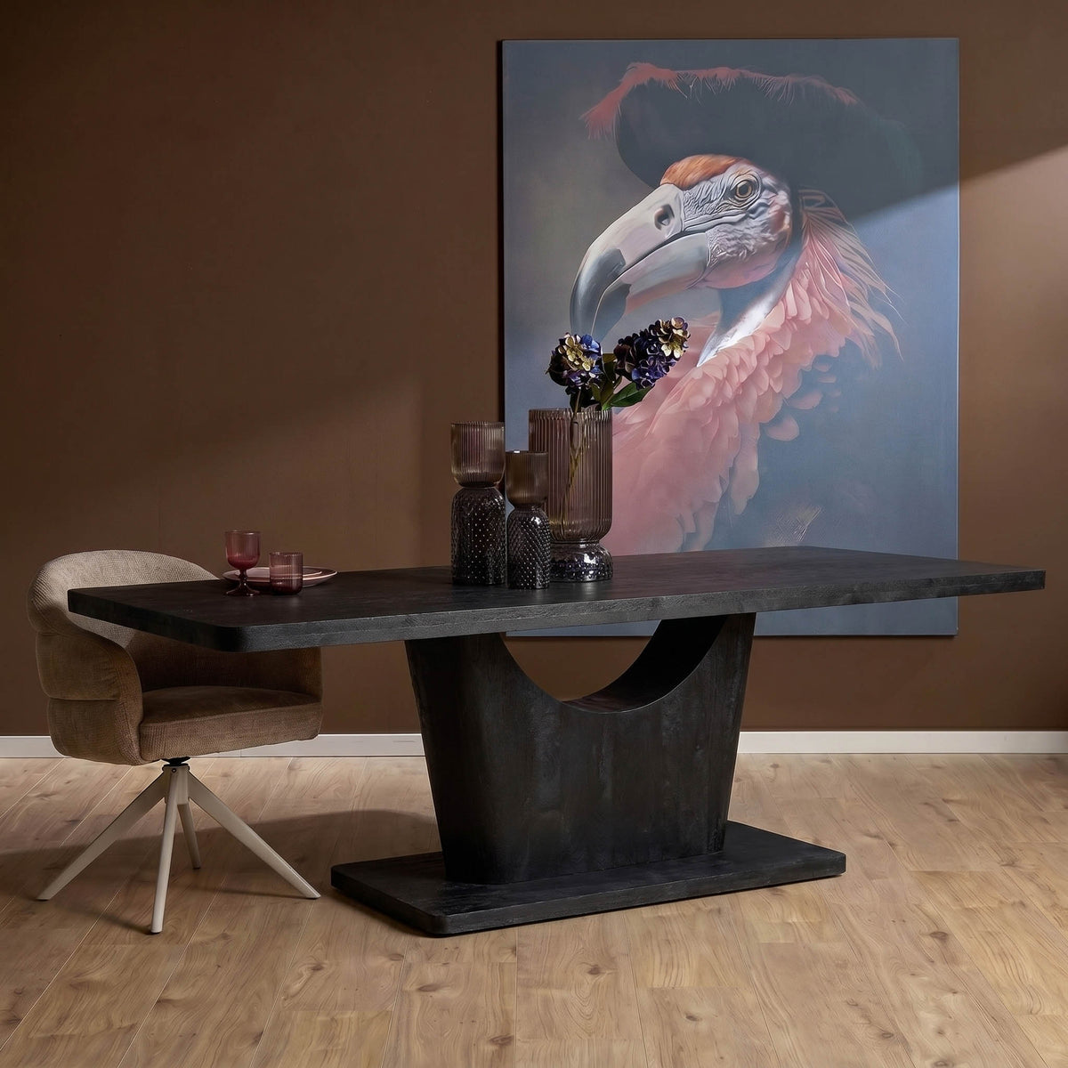 Eettafel Voco Zwart Mangohout 240 cm - sfeerfoto