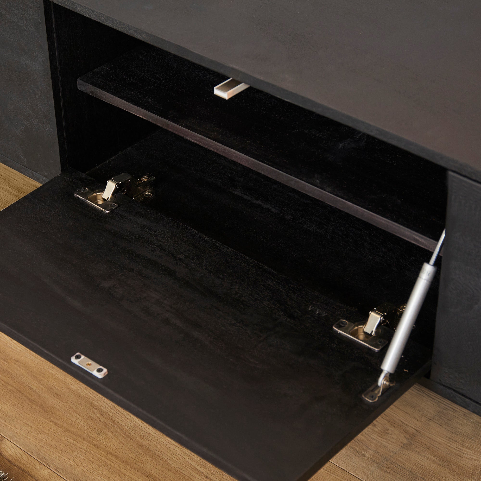 Zwevend tv meubel Vison Zwart Mangohout 160 cm