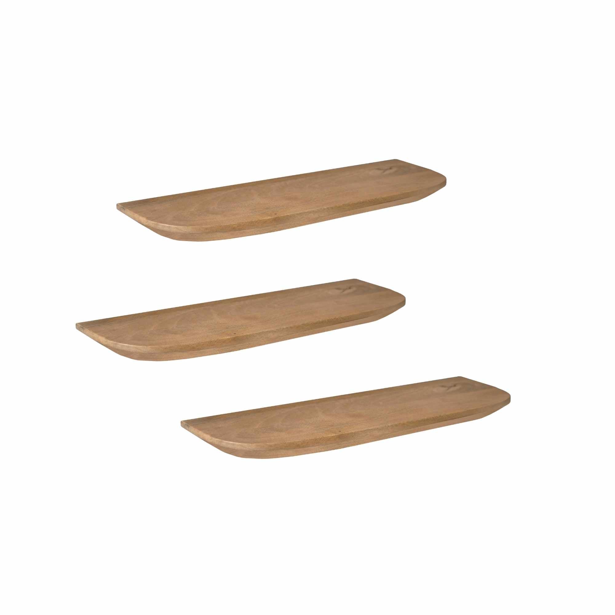 Wandplank Gusta Set van 3 Naturel Mangohout 60 cm