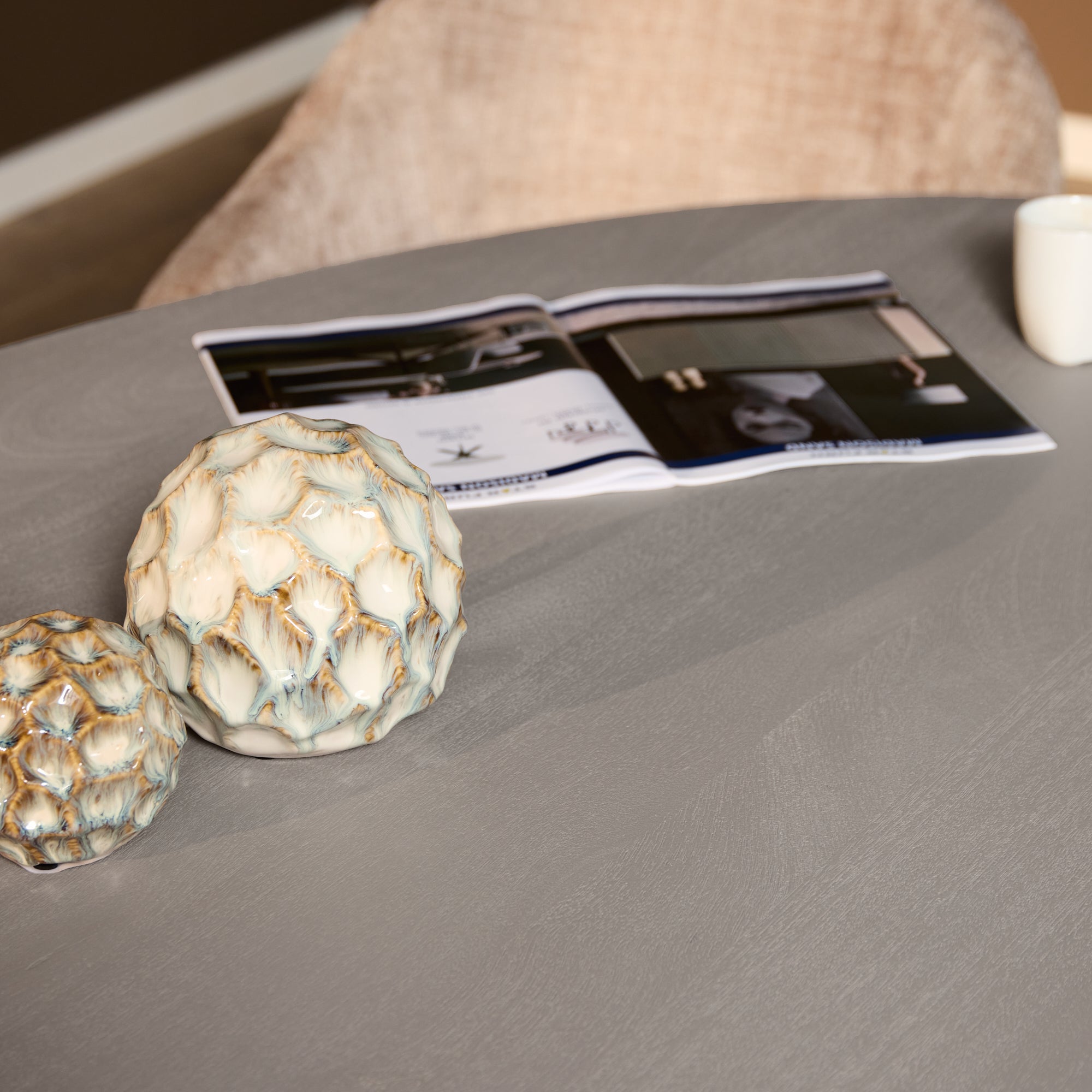 Ovale eettafel Solana Taupe Mangohout 240 cm