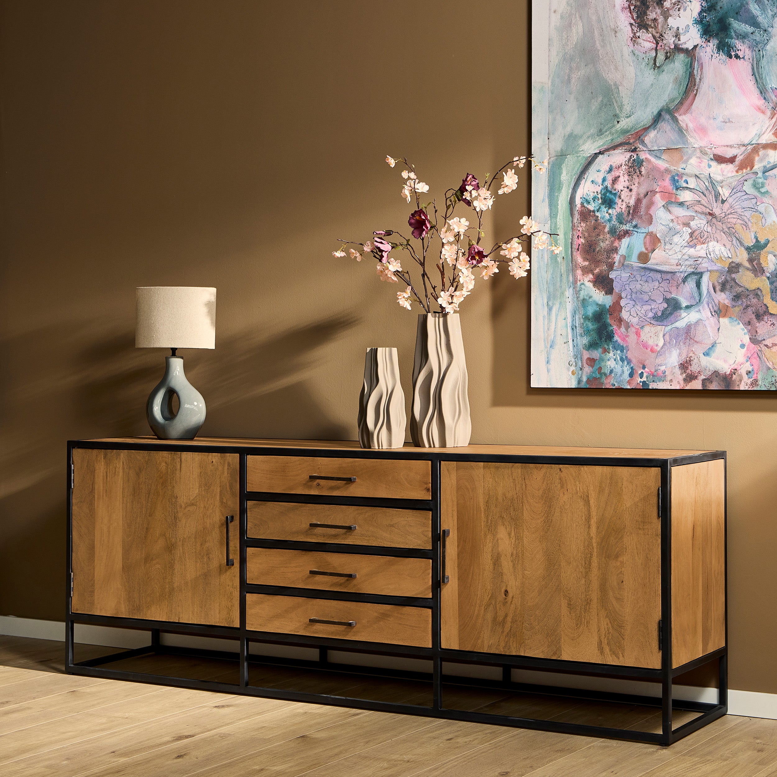 Dressoir Denver Naturel Mangohout 210 cm