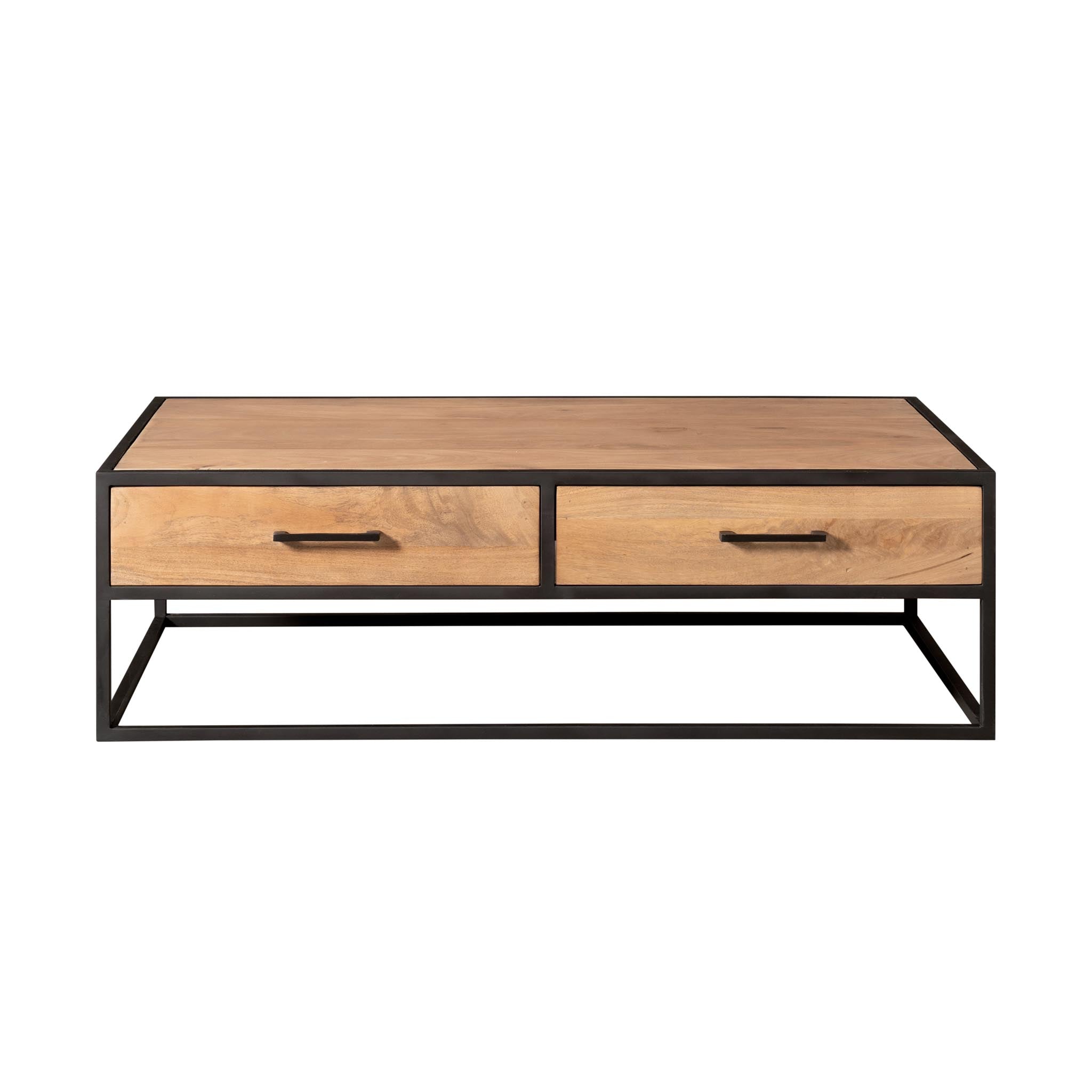 Rechthoekige salontafel Dakota met lades Naturel Mangohout 130 cm
