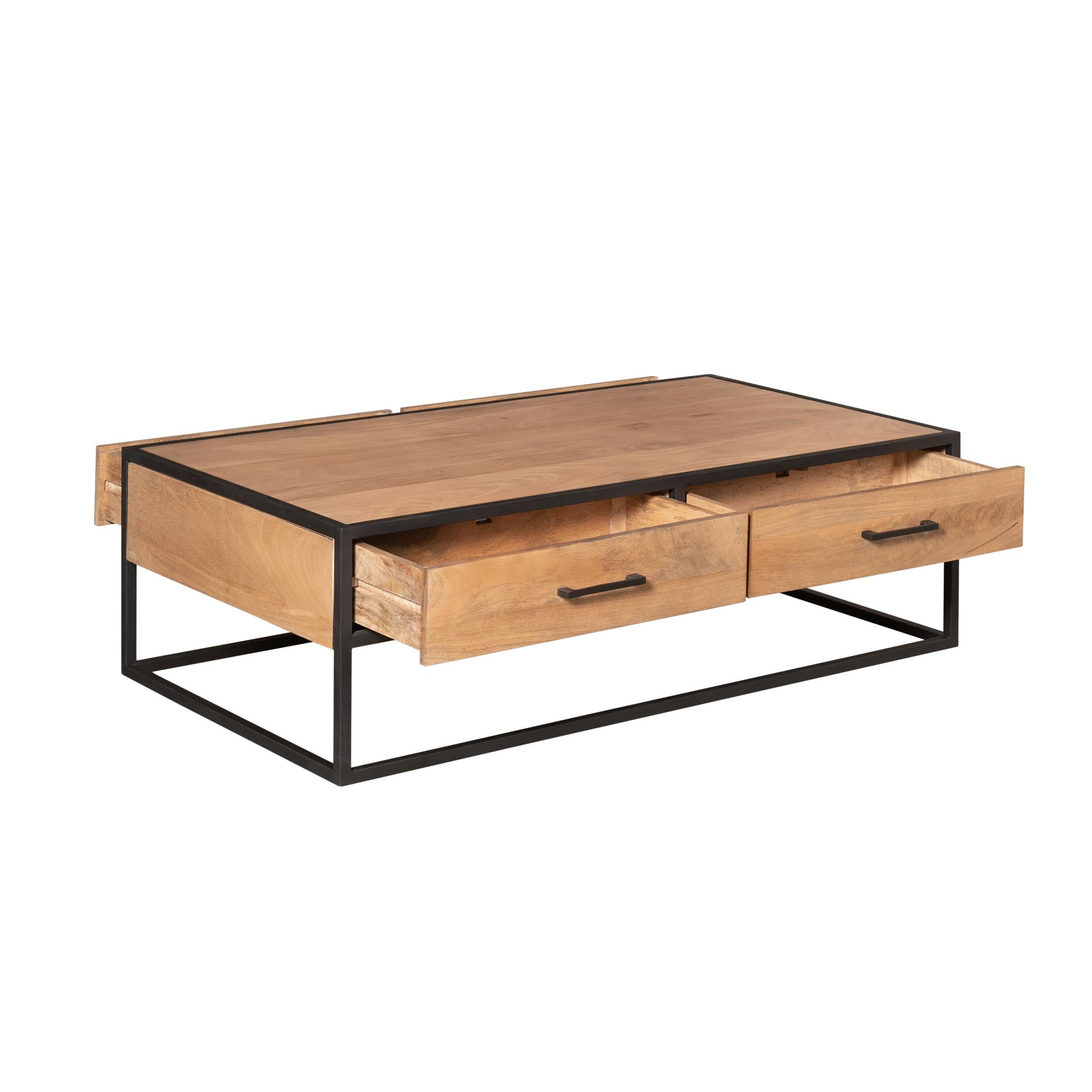 Rechthoekige salontafel Dakota met lades Naturel Mangohout 130 cm