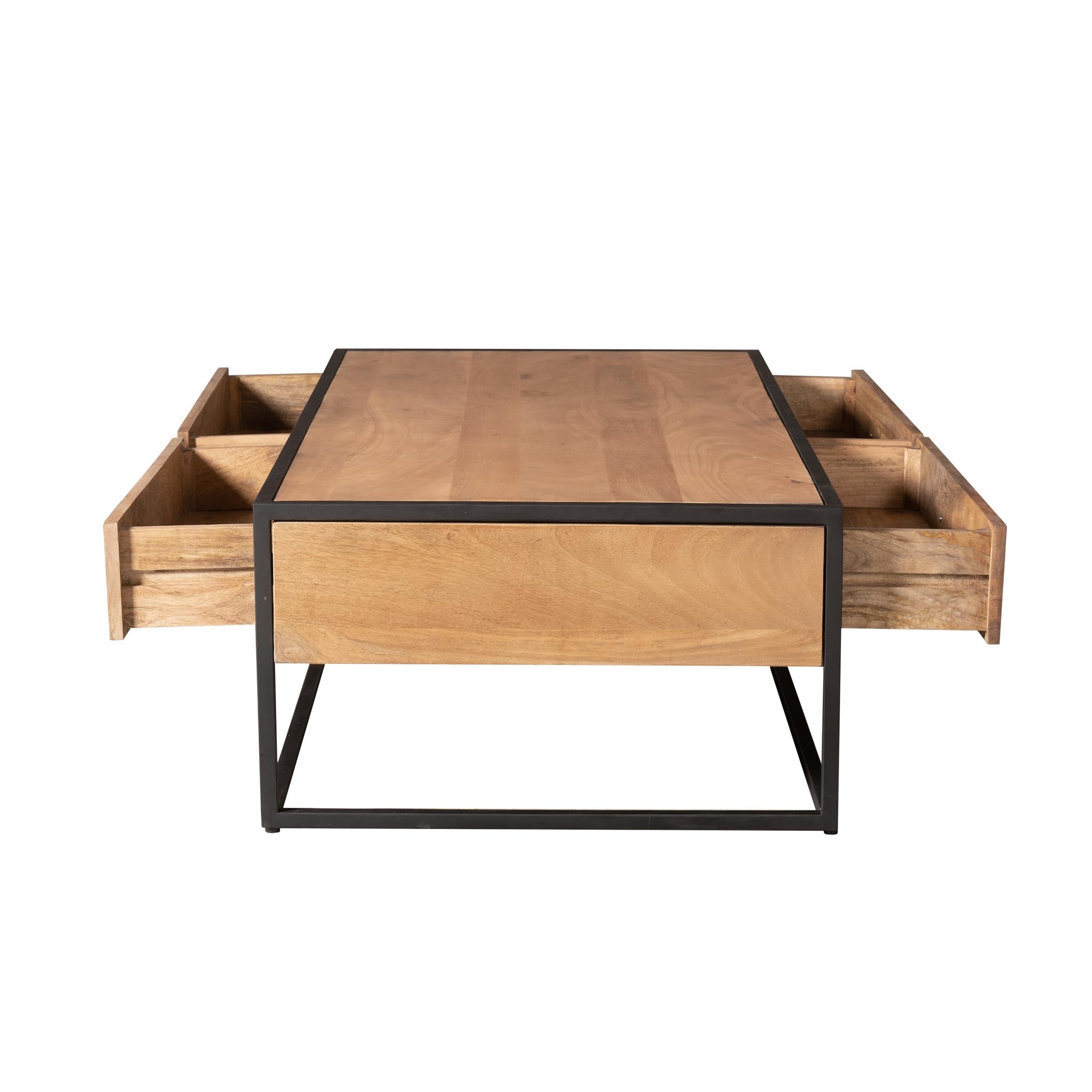Rechthoekige salontafel Dakota met lades Naturel Mangohout 130 cm