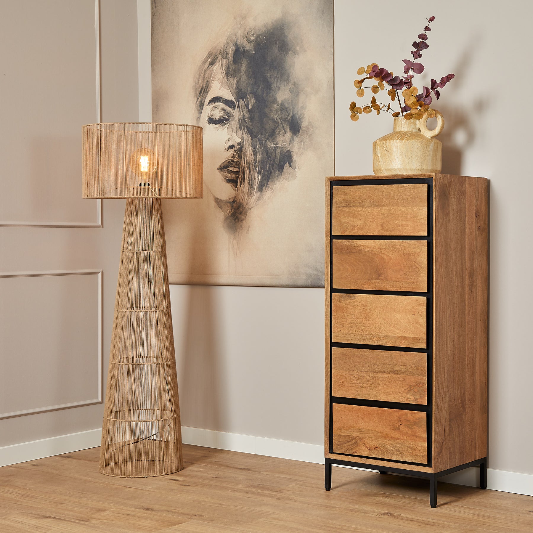 Ladekast RichWood Naturel Mangohout 50 cm