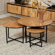 Ronde salontafel set Richwood Naturel Mangohout 70 cm