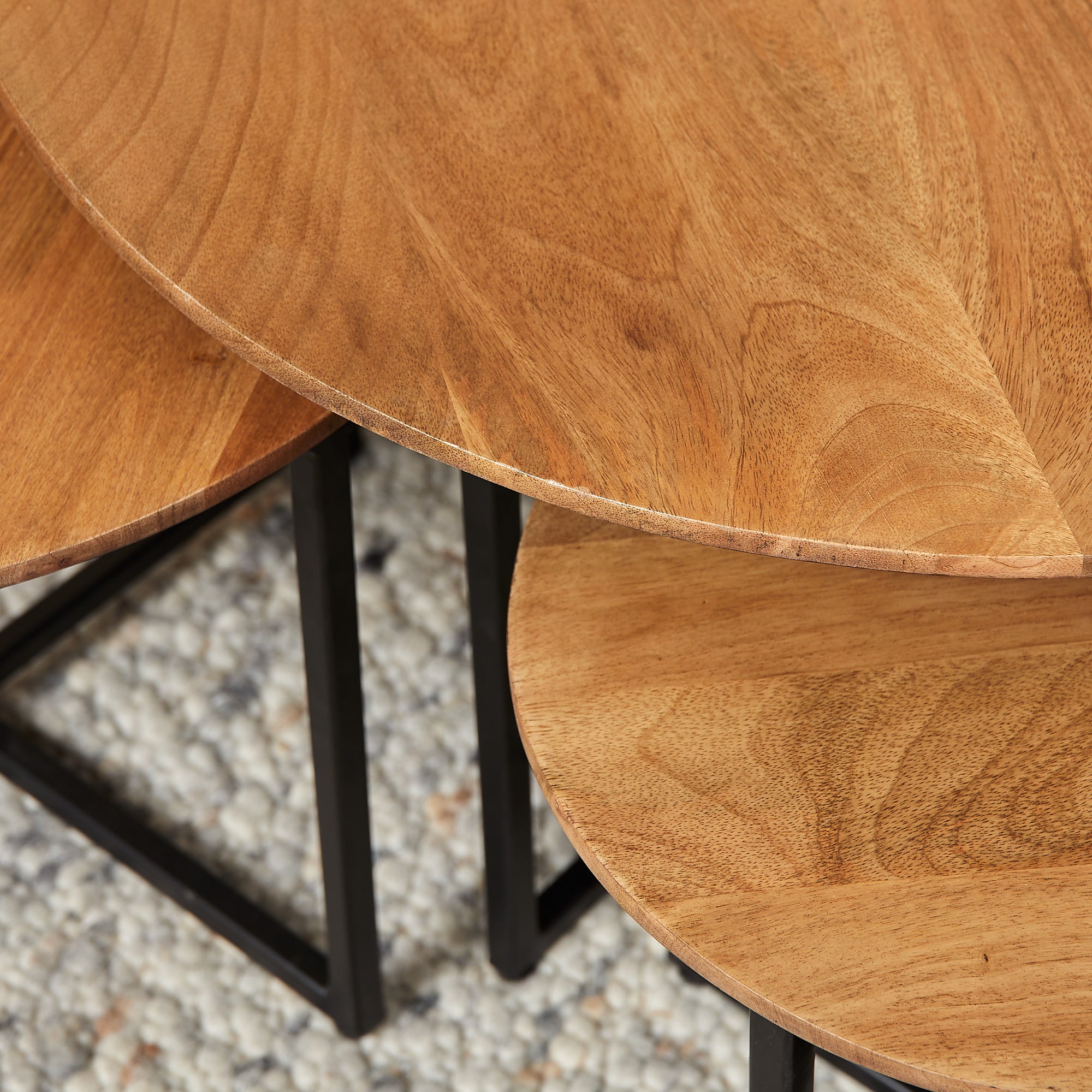 Ronde salontafel set Richwood Naturel Mangohout 70 cm