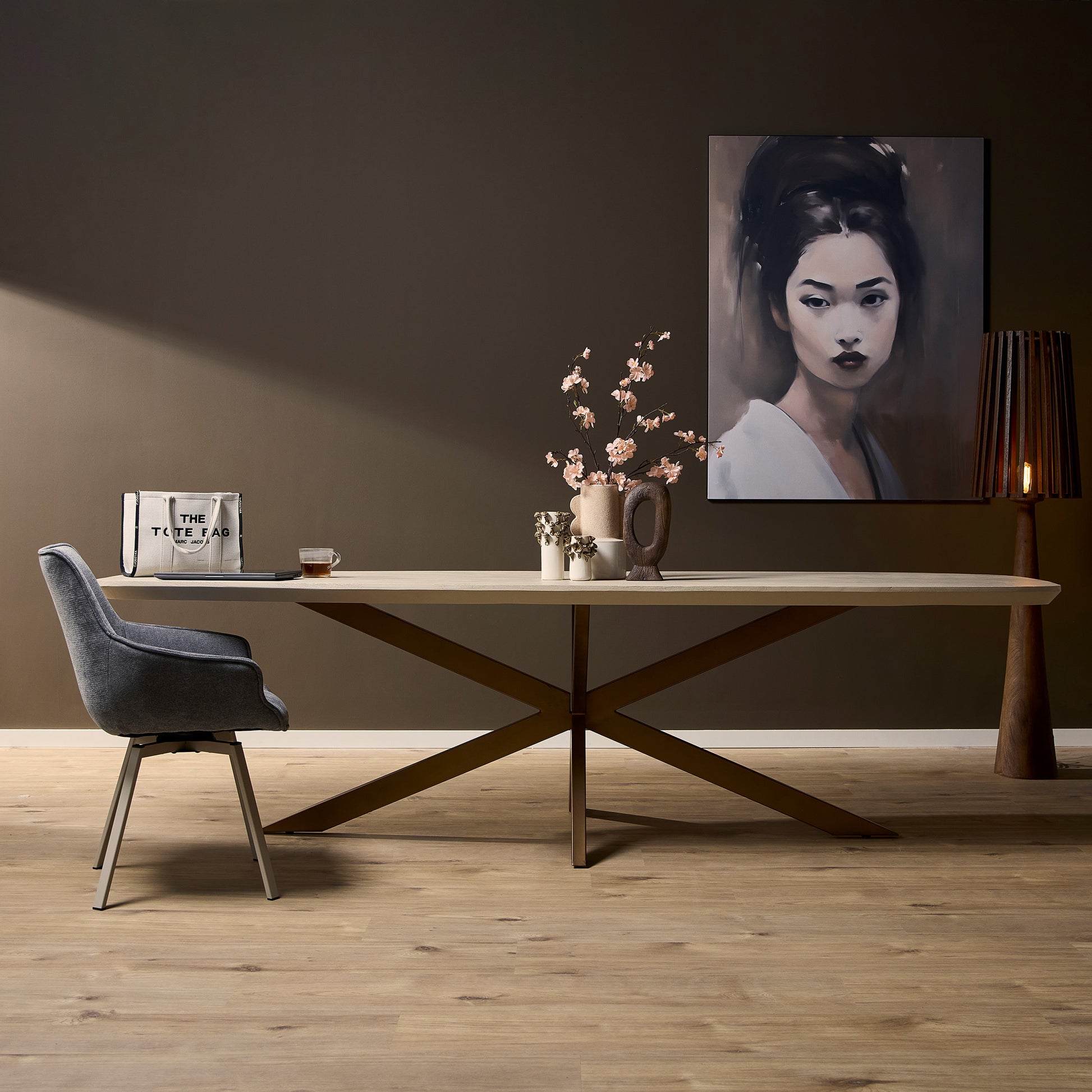 Deens ovale eettafel Madison zand 280 cm mangohout