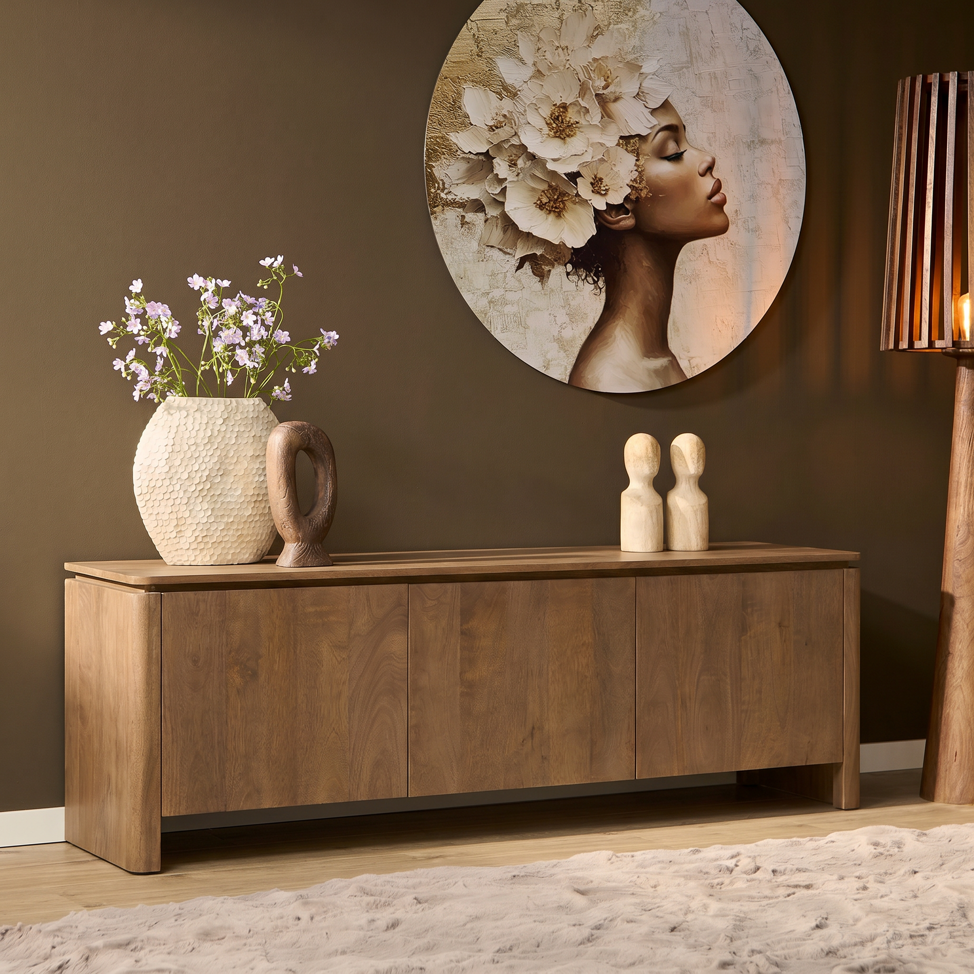Sfeerfoto Tv meubel Dallas Naturel Mangohout 165 cm