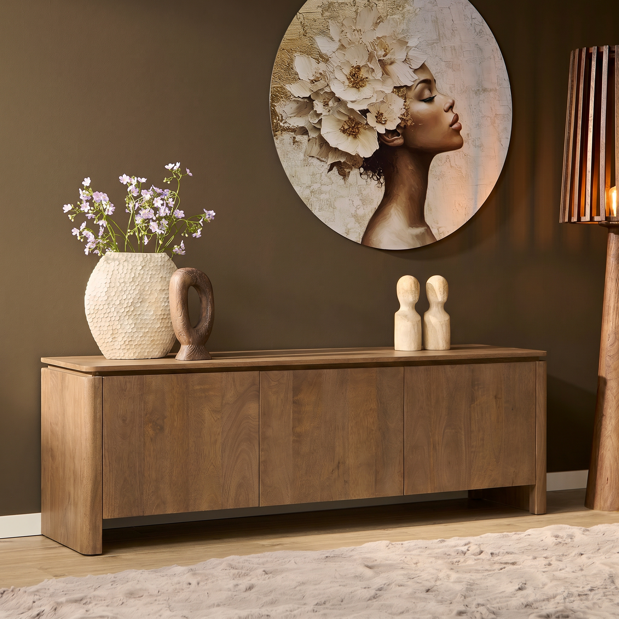 Sfeerfoto Tv meubel Dallas Naturel Mangohout 165 cm