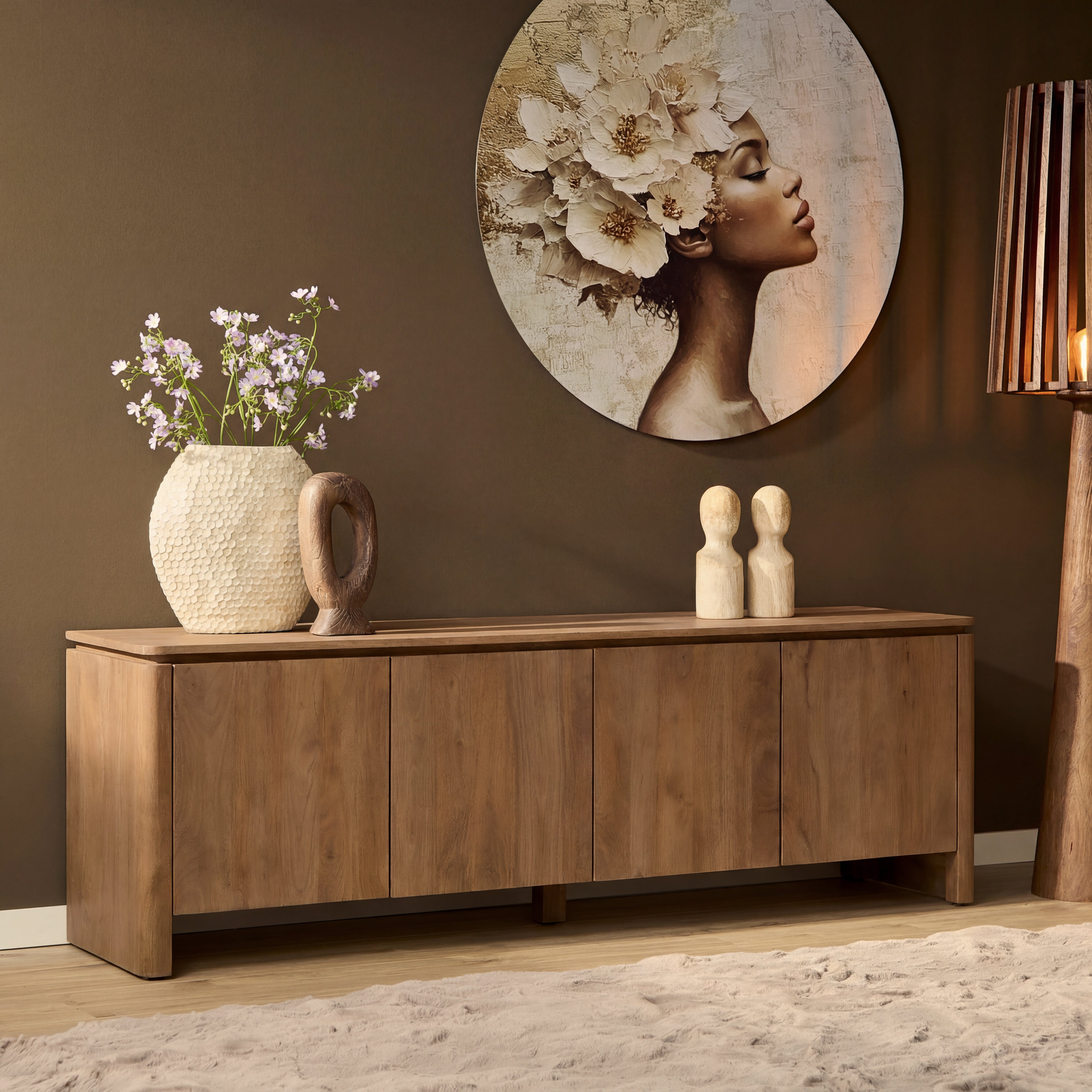 Sfeerfoto Tv meubel Dallas Naturel Mangohout 210 cm