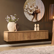 Zwevend tv meubel Dallas Naturel Mangohout 165 cm