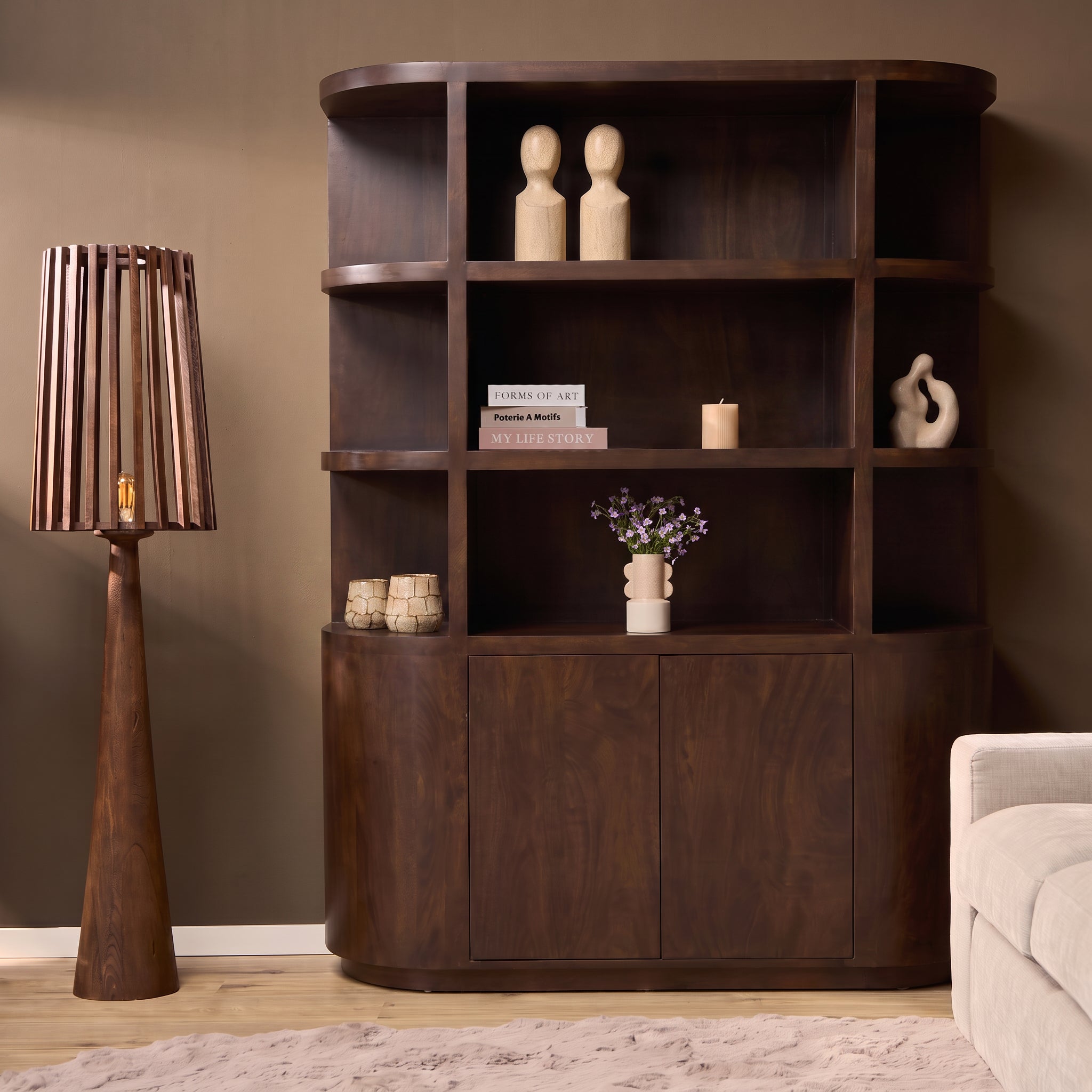 vakkenkast milo bruin mangohout 150 cm