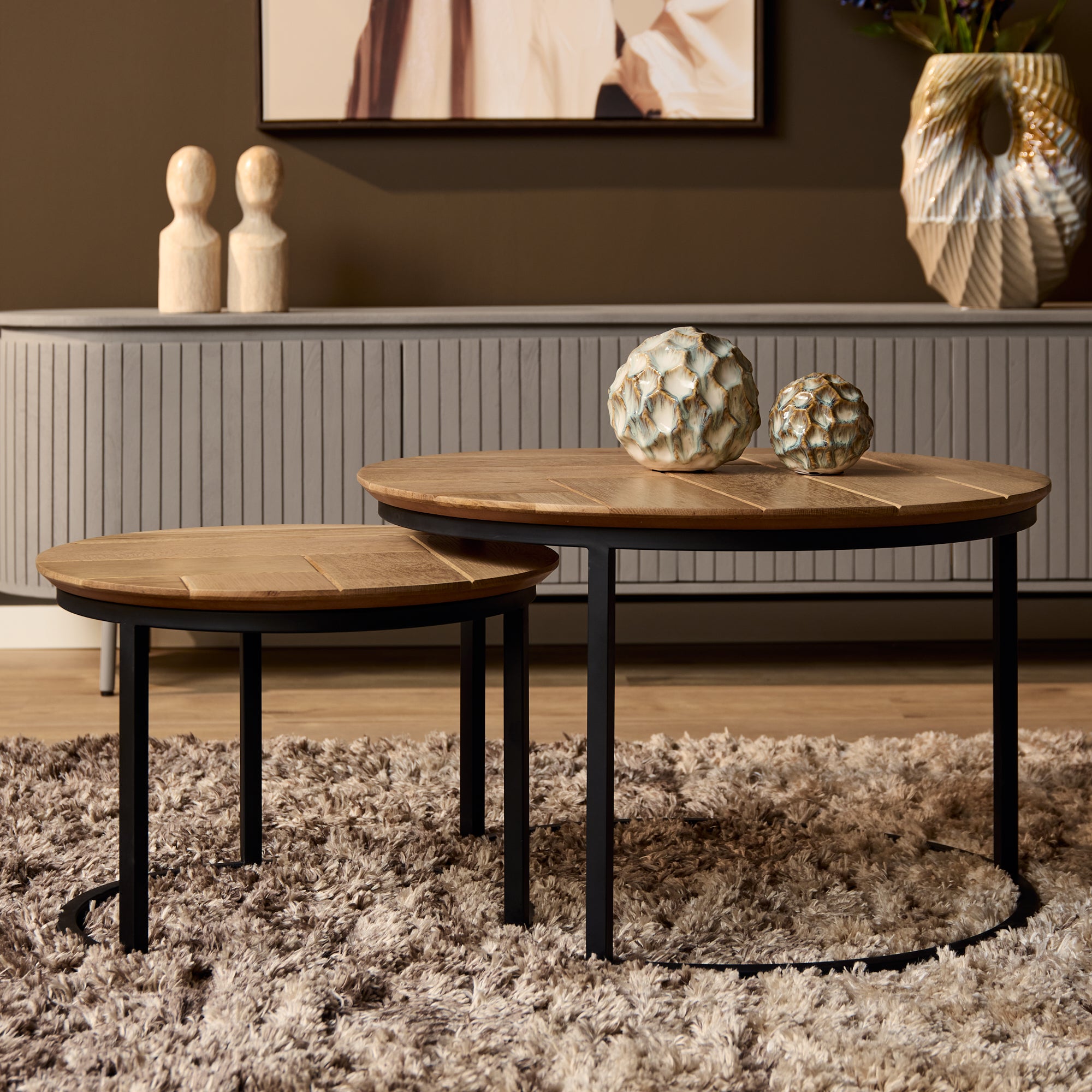Salontafel set Otik Naturel Eikenhout 70 cm