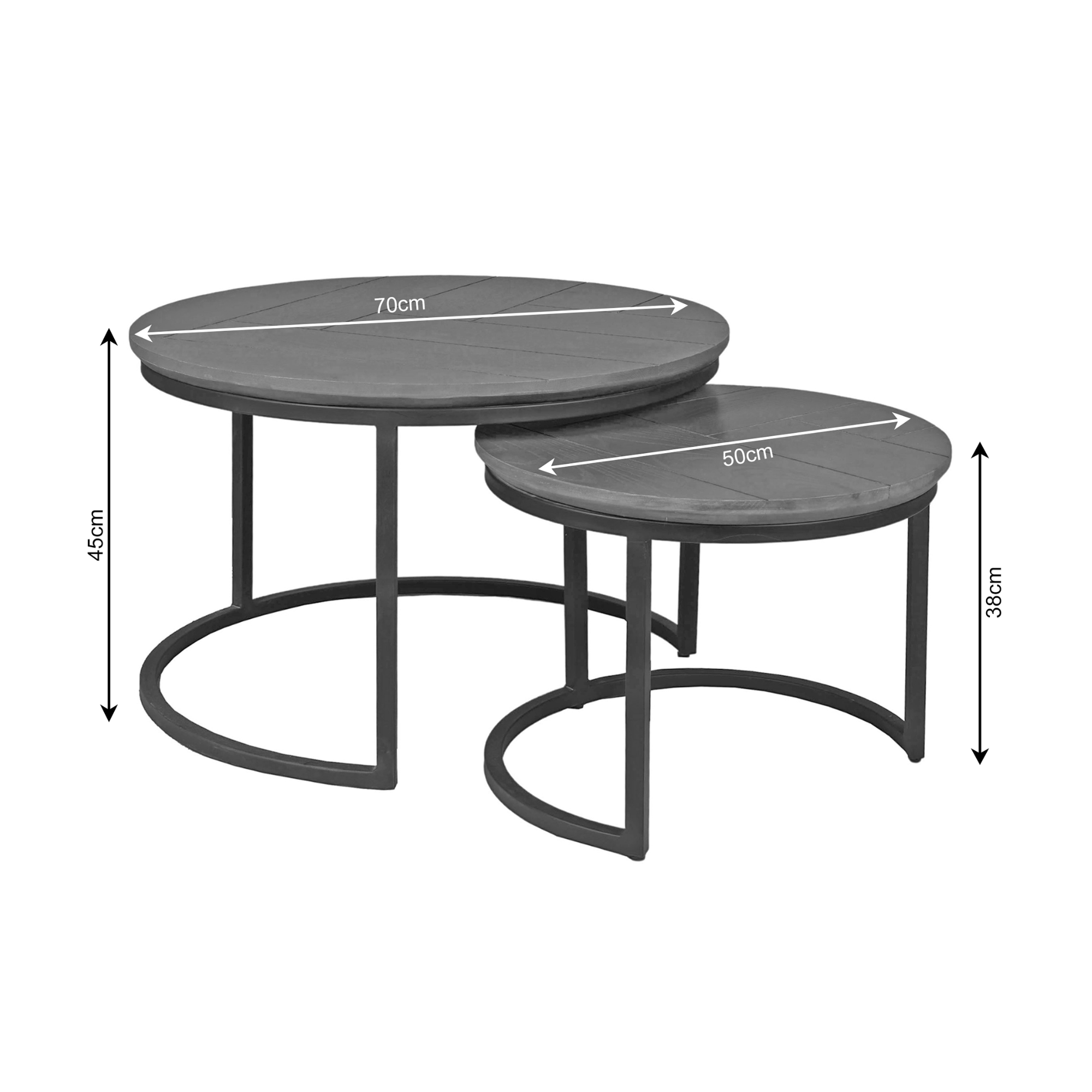 Salontafel set Otik  Bruin Eikenhout 70 cm