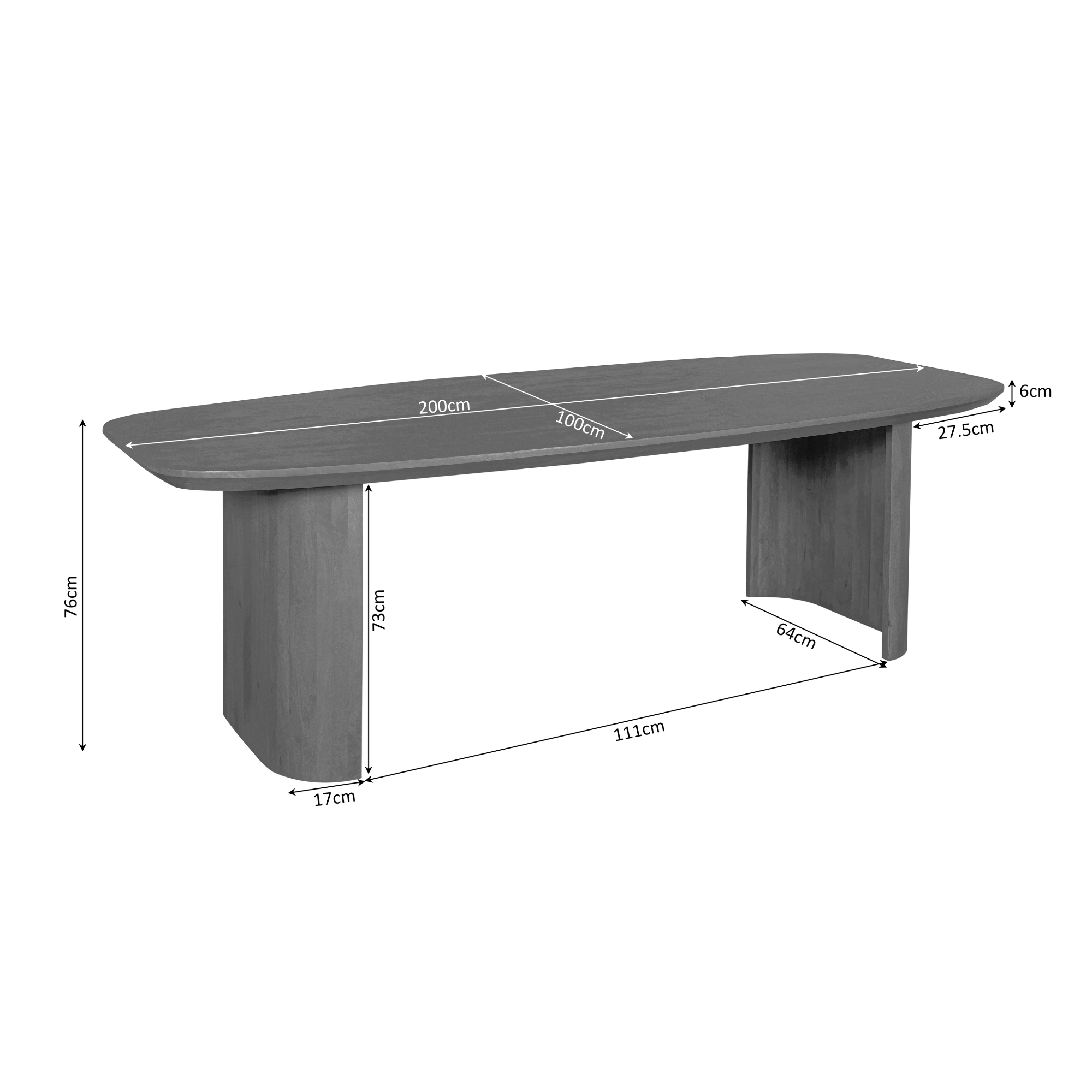 Eettafel Mar�� Bruin Mangohout 200 cm