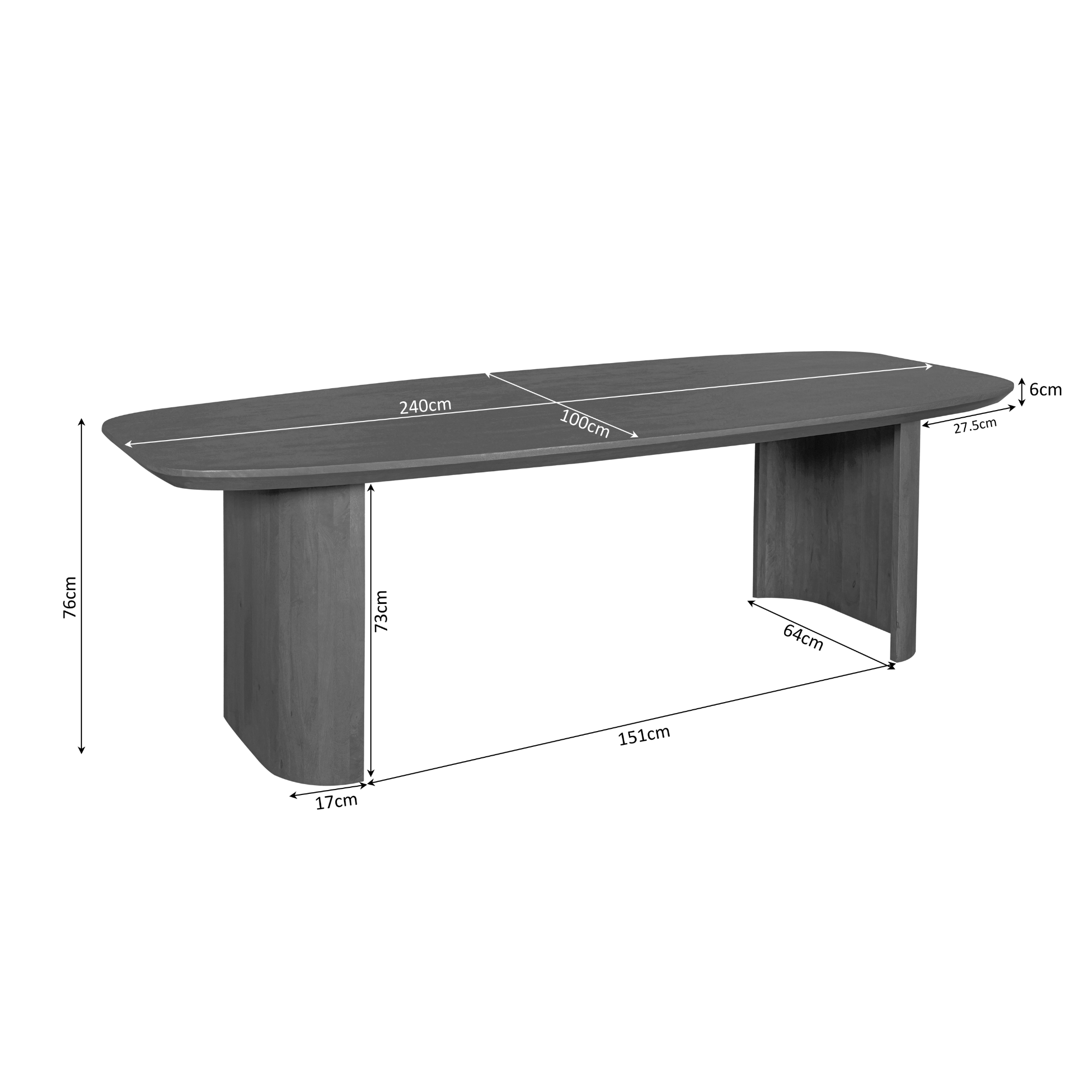 Eettafel Mar�� Bruin Mangohout 240 cm