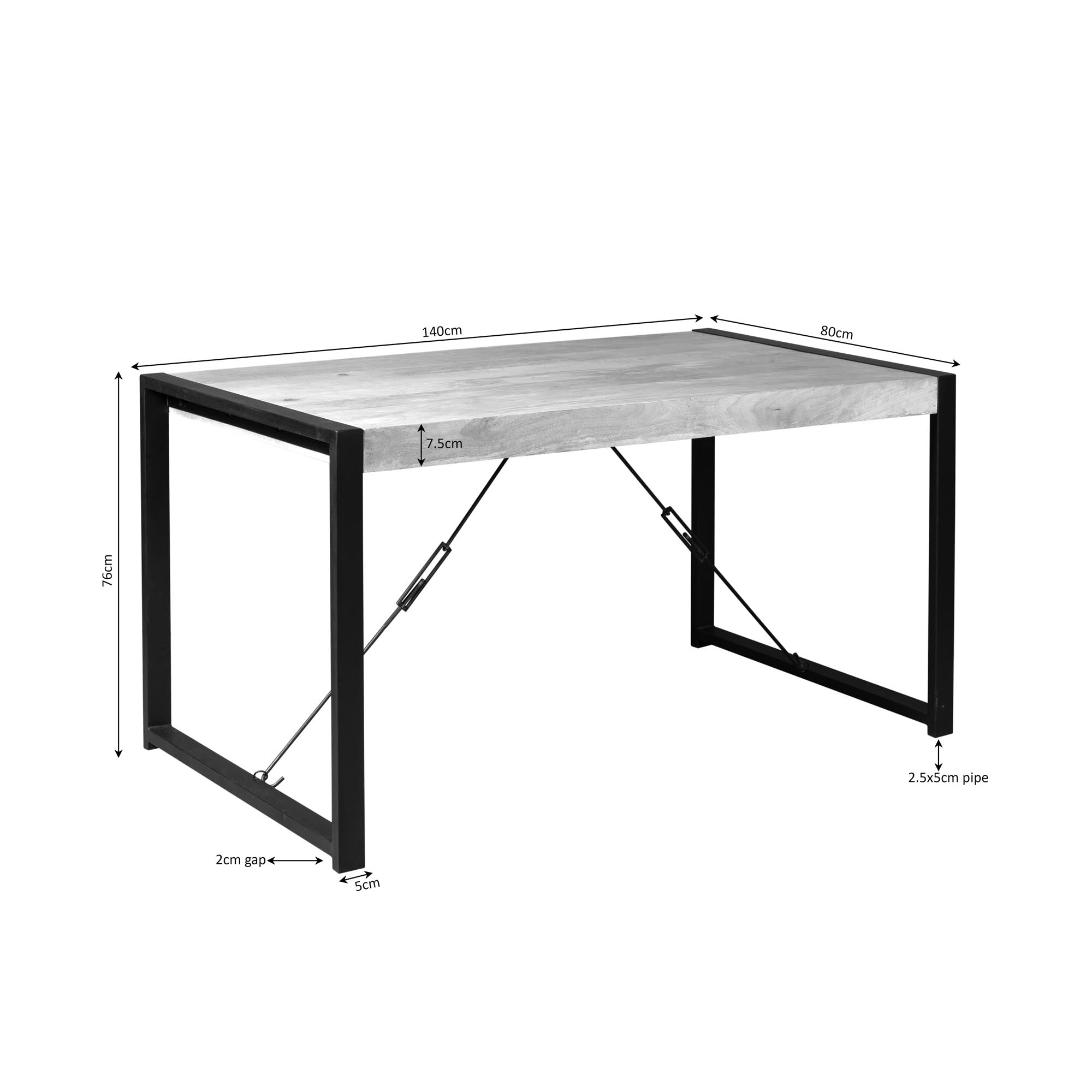 Rechthoekige eettafel Britt Naturel Mangohout 140 cm