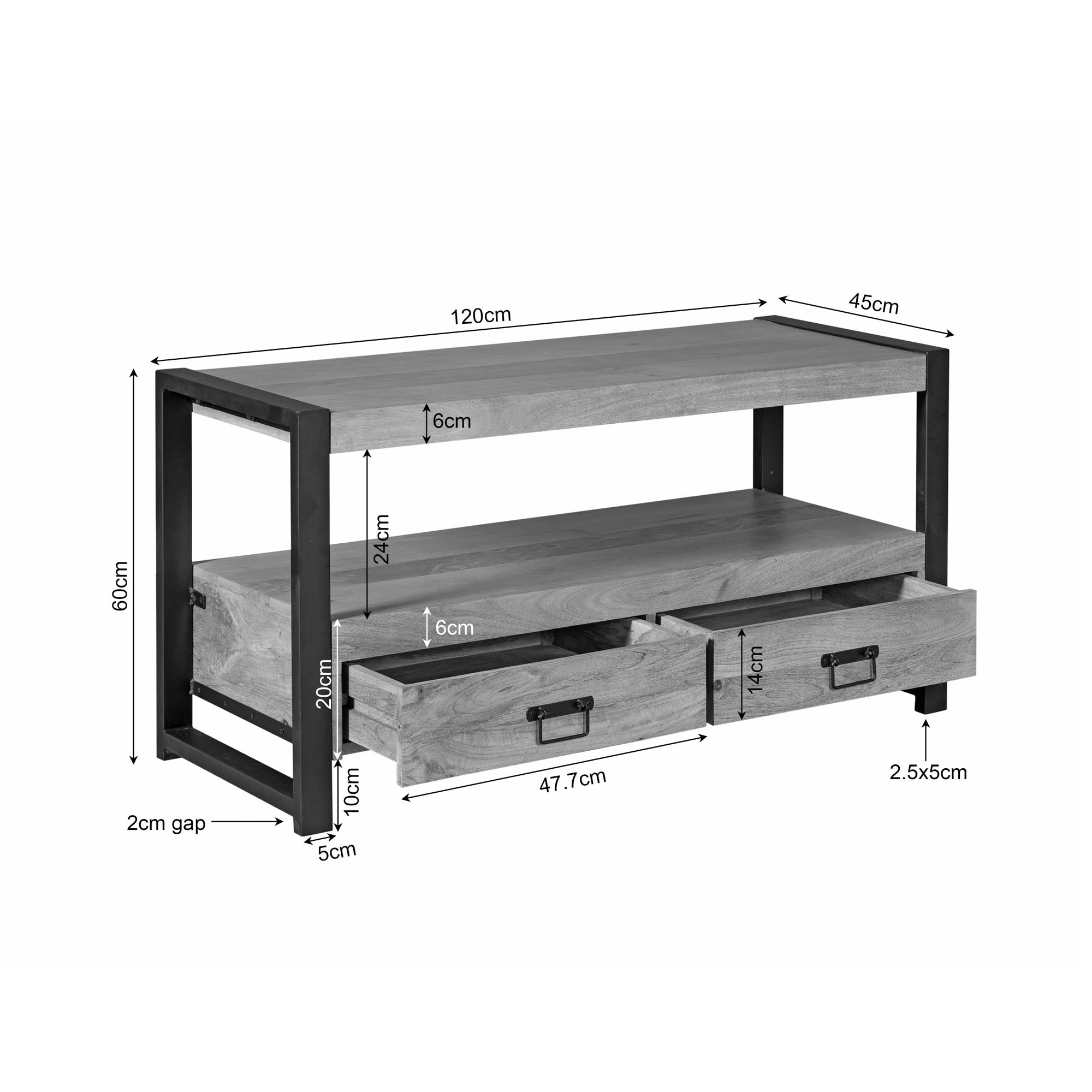 Tv meubel Britt Naturel Mangohout 120 cm