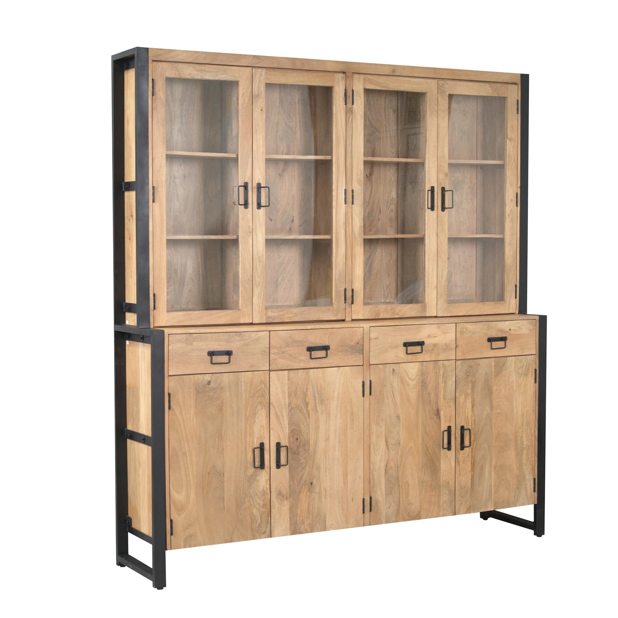 Vitrinekast Britt XXL Naturel Mangohout  200 cm