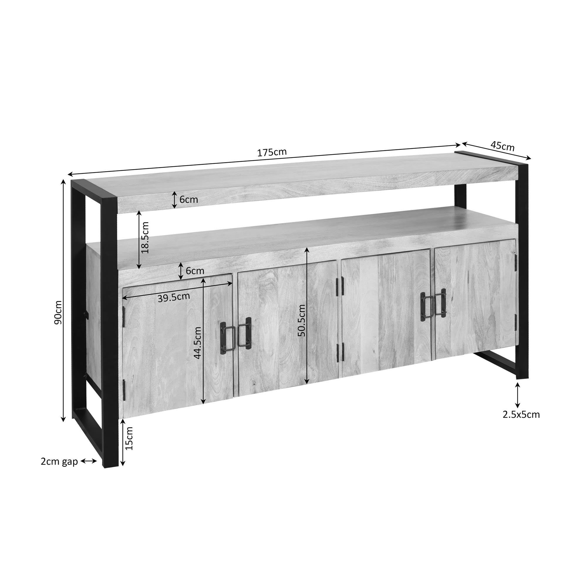 Dressoir Britt Naturel Mangohout 175 cm