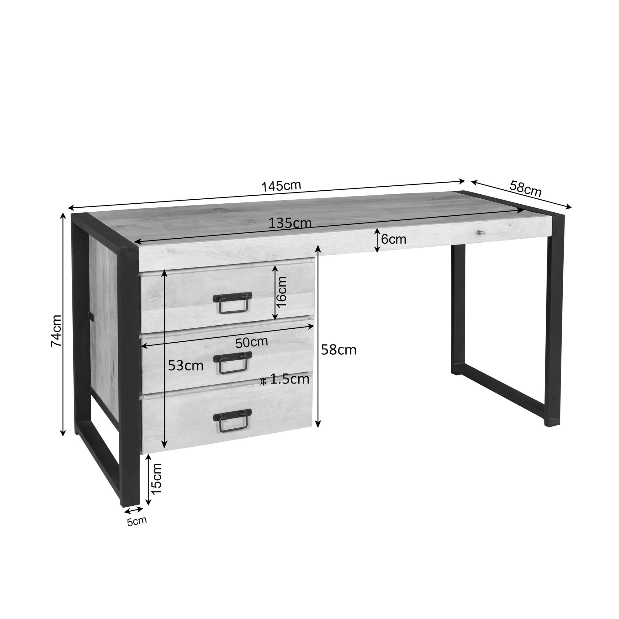 Bureau Britt Naturel Mangohout  145 cm