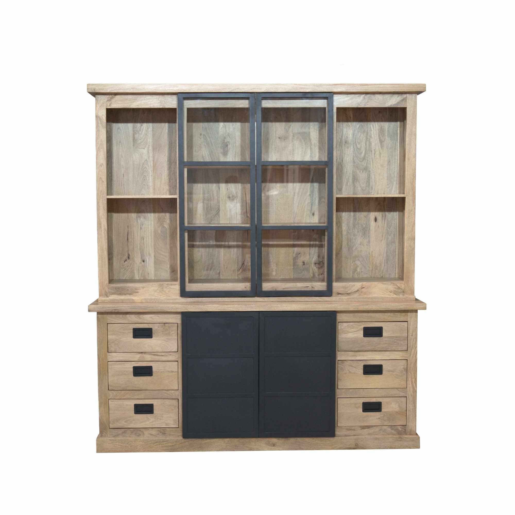 Vitrinekast Noa Naturel Mangohout 200 cm