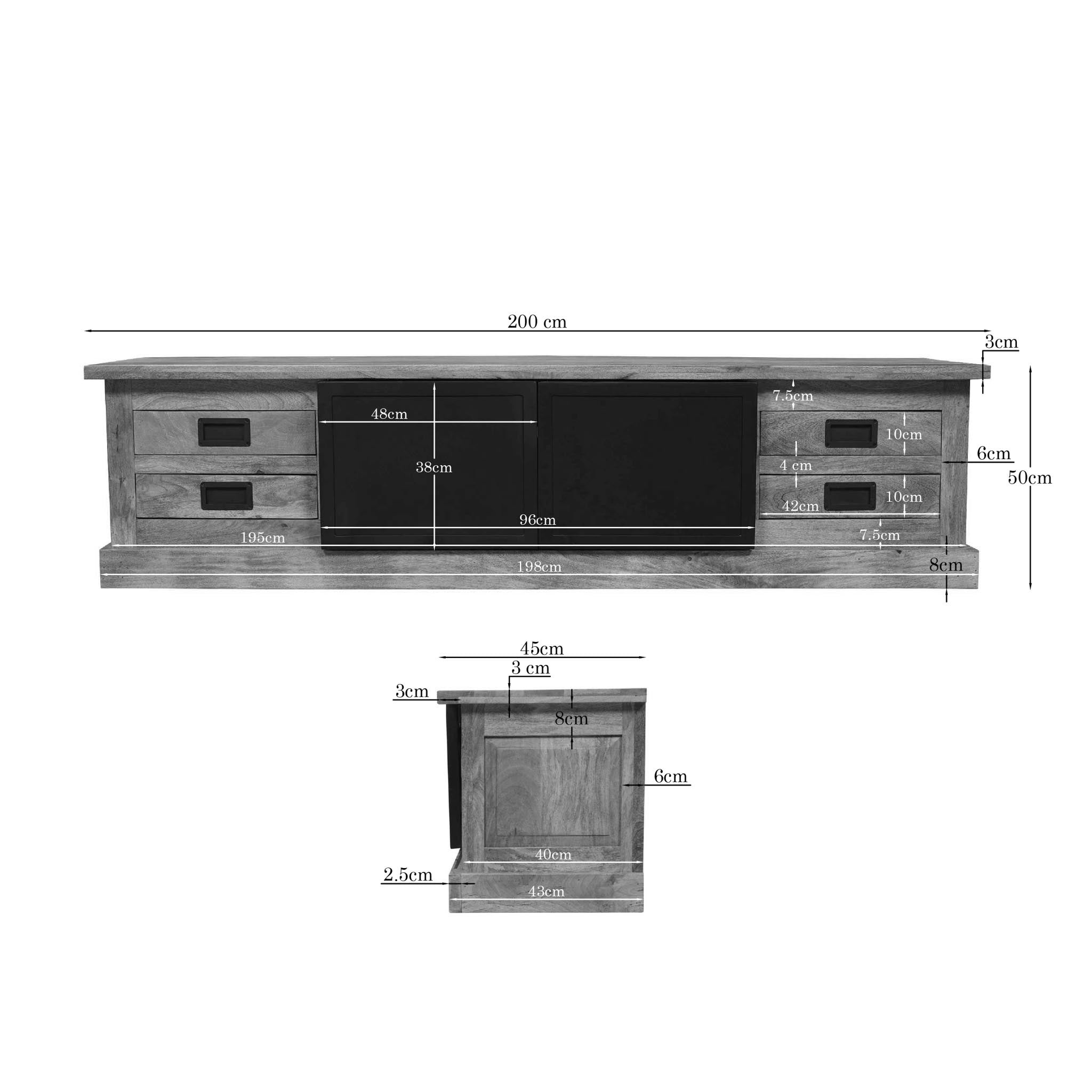 Tv meubel Noa  Naturel Mangohout 200 cm