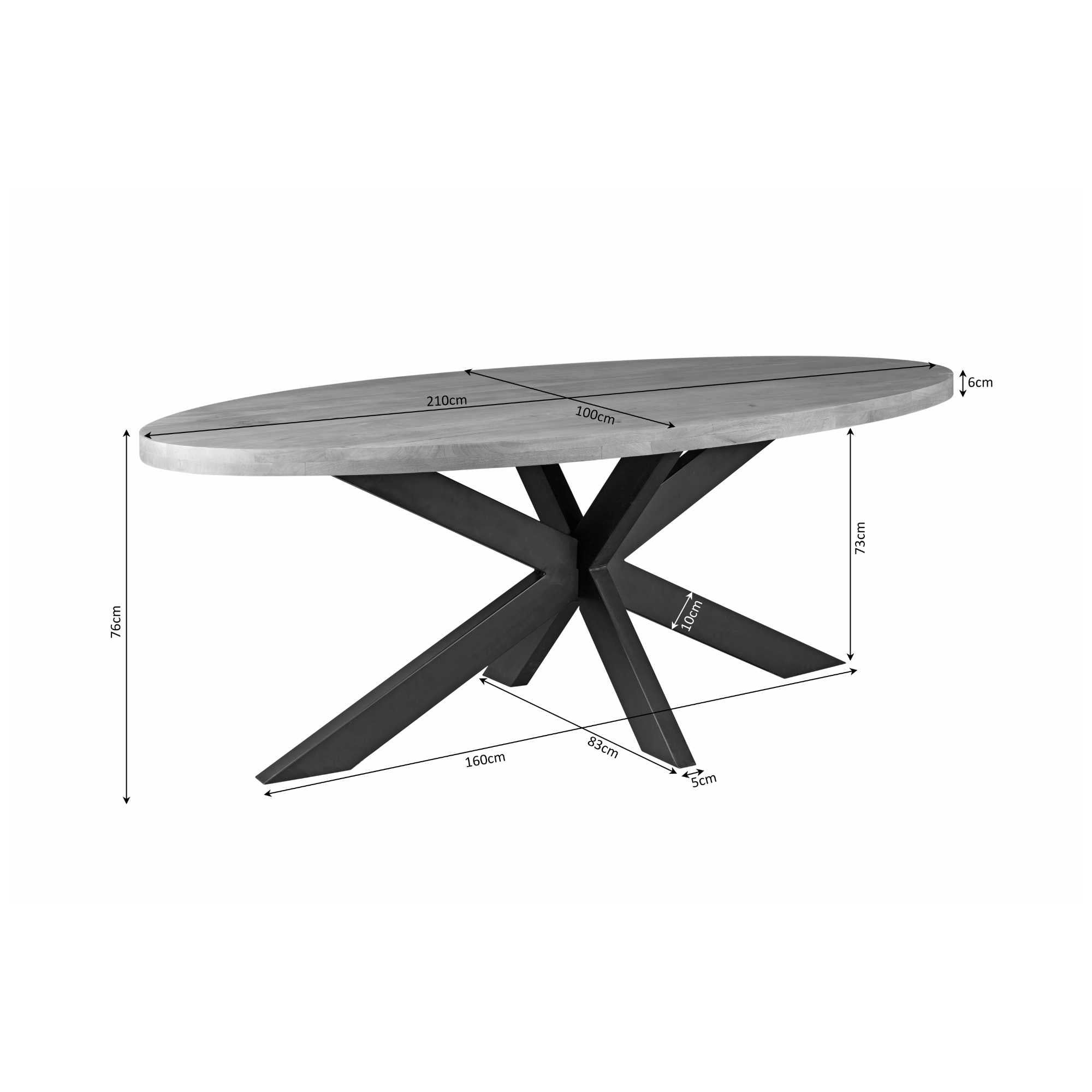 Ovale eettafel Denver Mangohout 210 cm - foto 4
