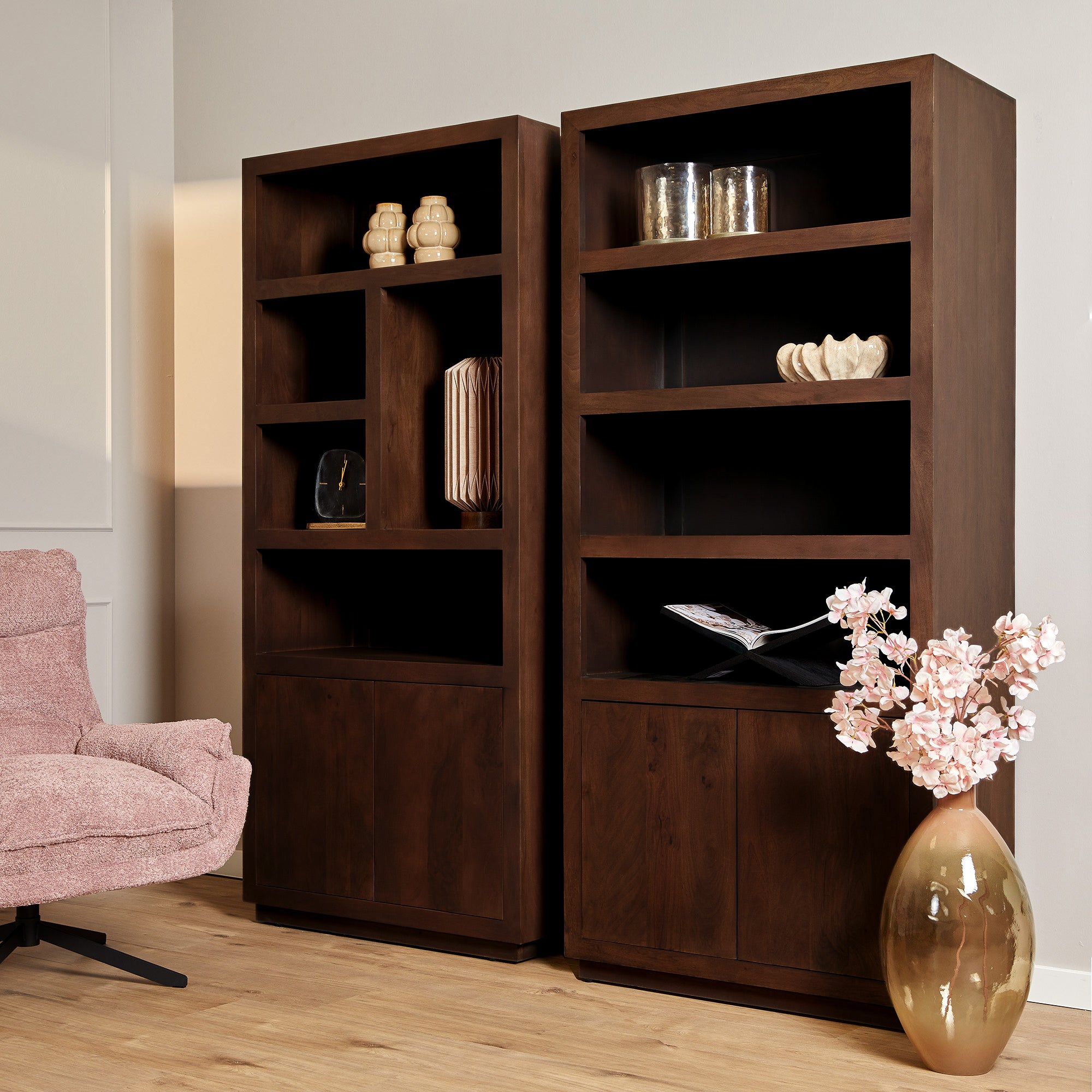 Vakkenkast Brussel Bruin Mangohout 90 cm