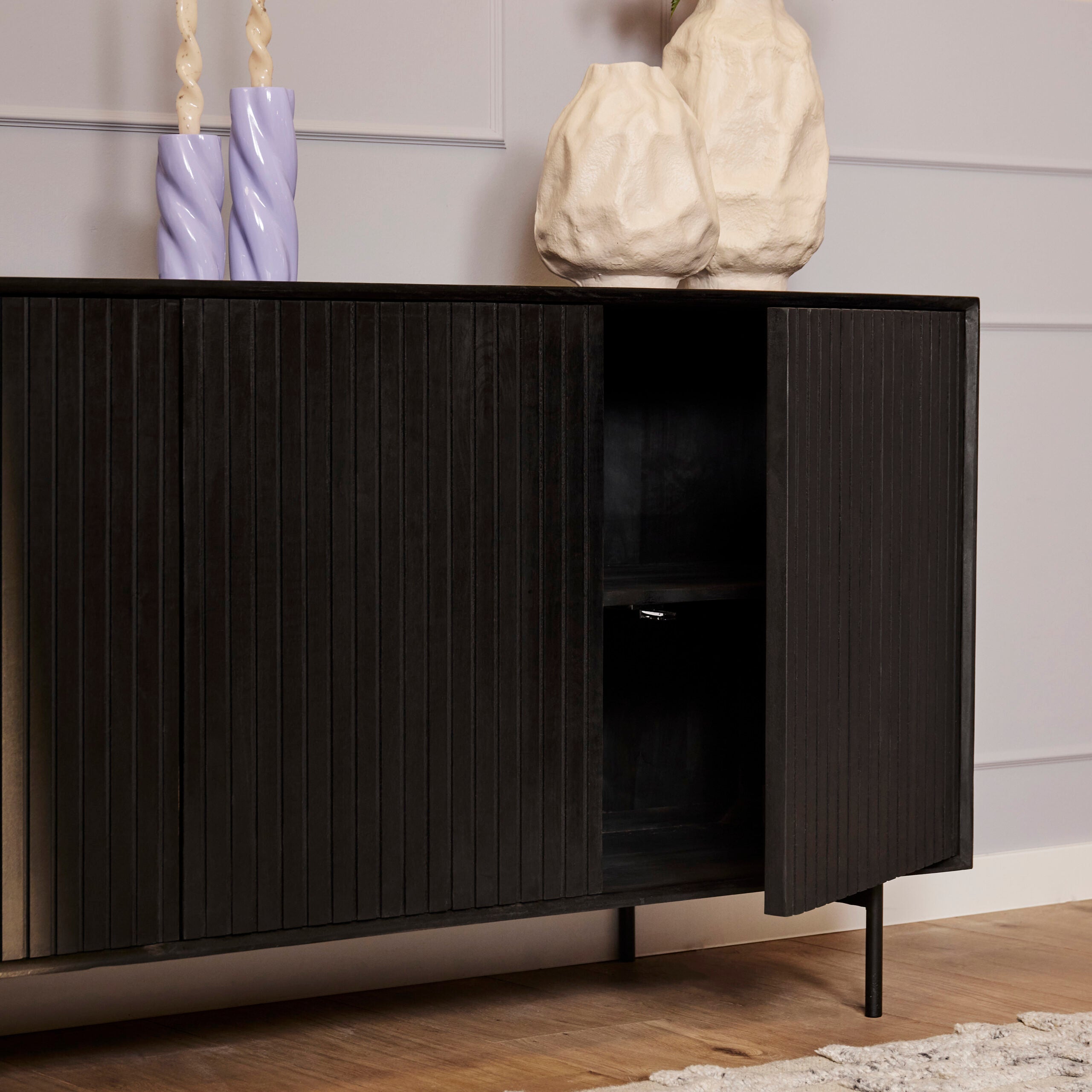 Dressoir Madison Zwart Mangohout 210 cm