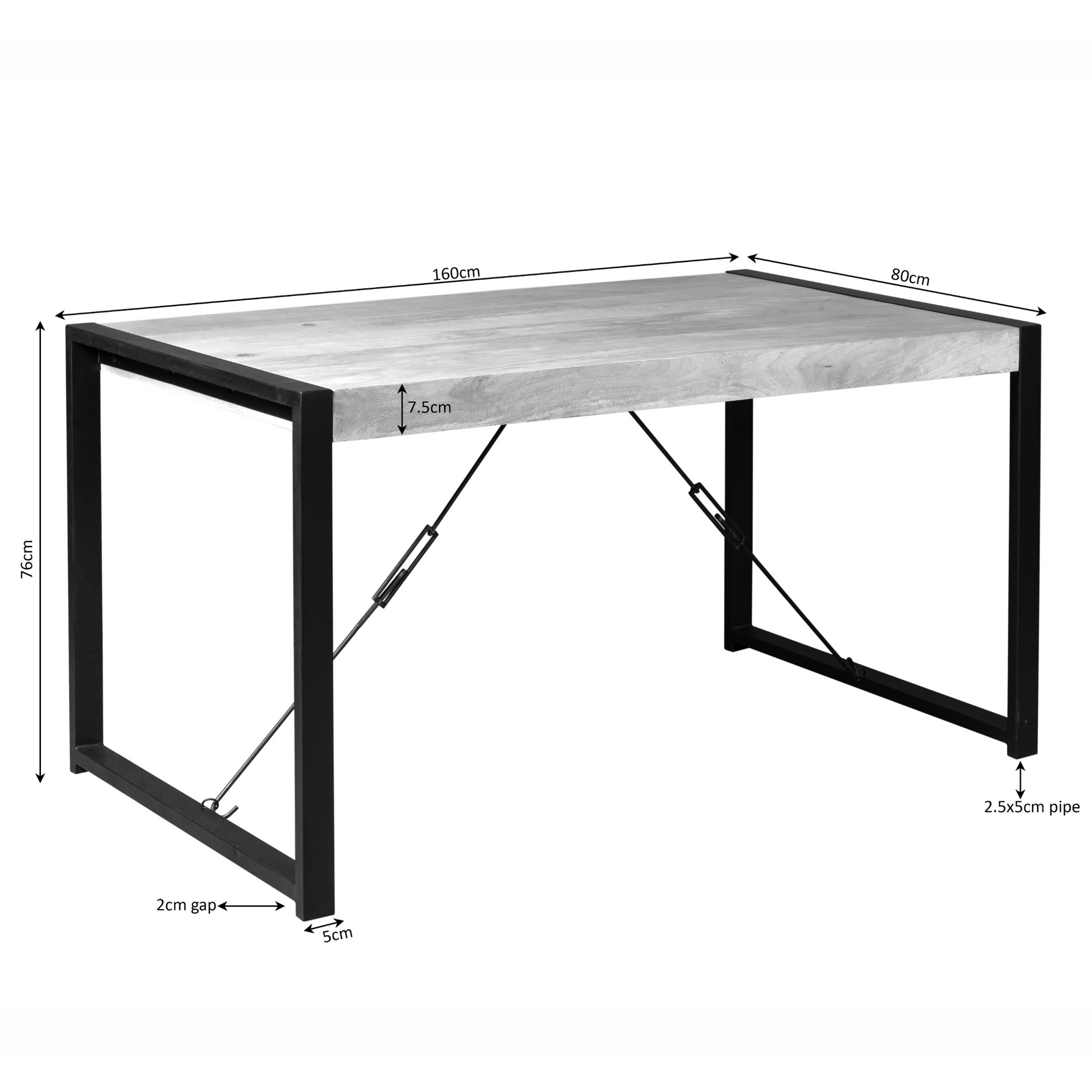 Eettafel Boaz U-poot zwart metaal