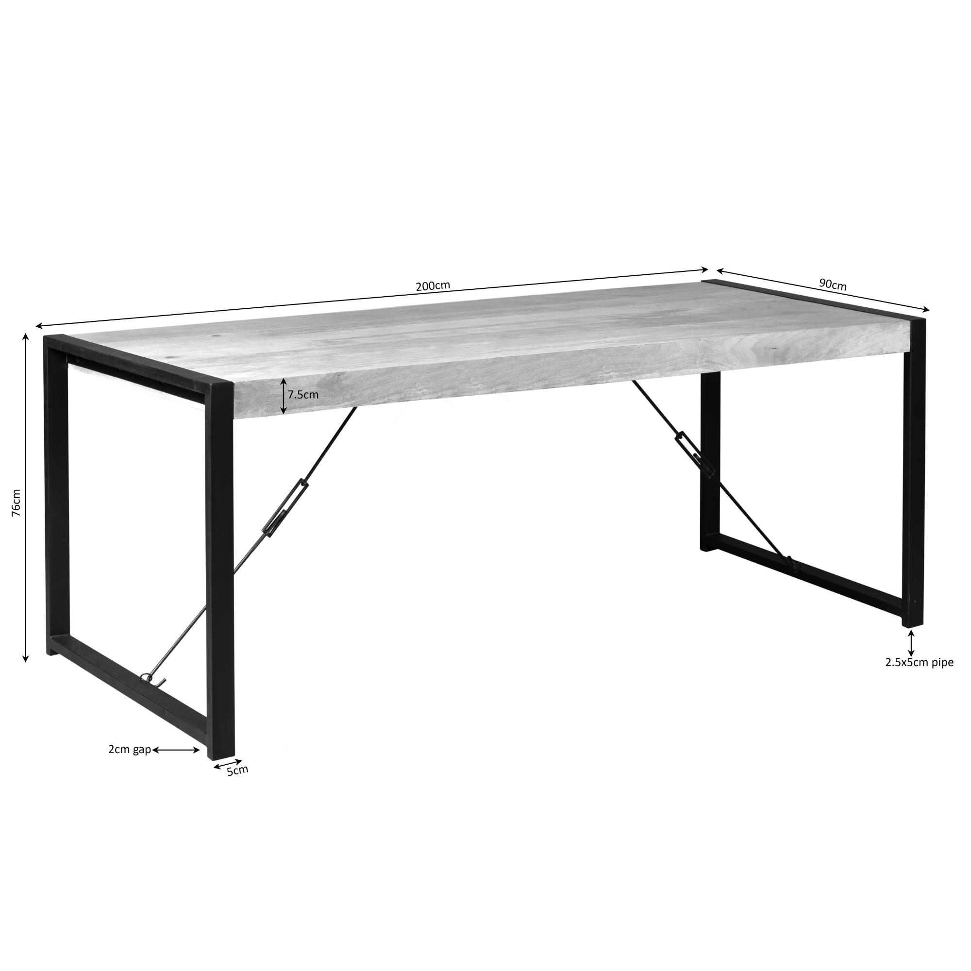 Rechthoekige eettafel Boaz Naturel Mangohout 200 cm