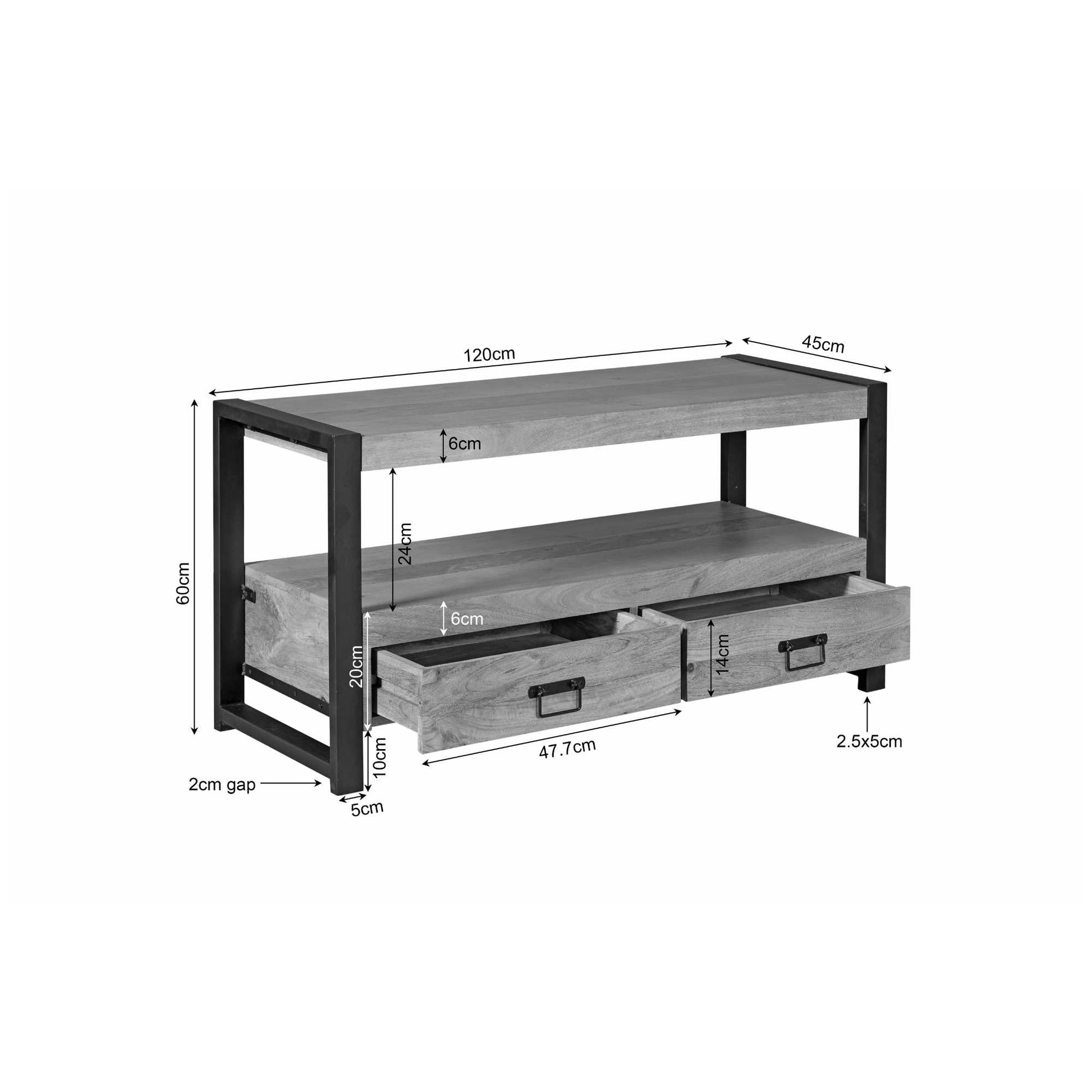 Tv meubel Boaz Naturel Mangohout 120 cm