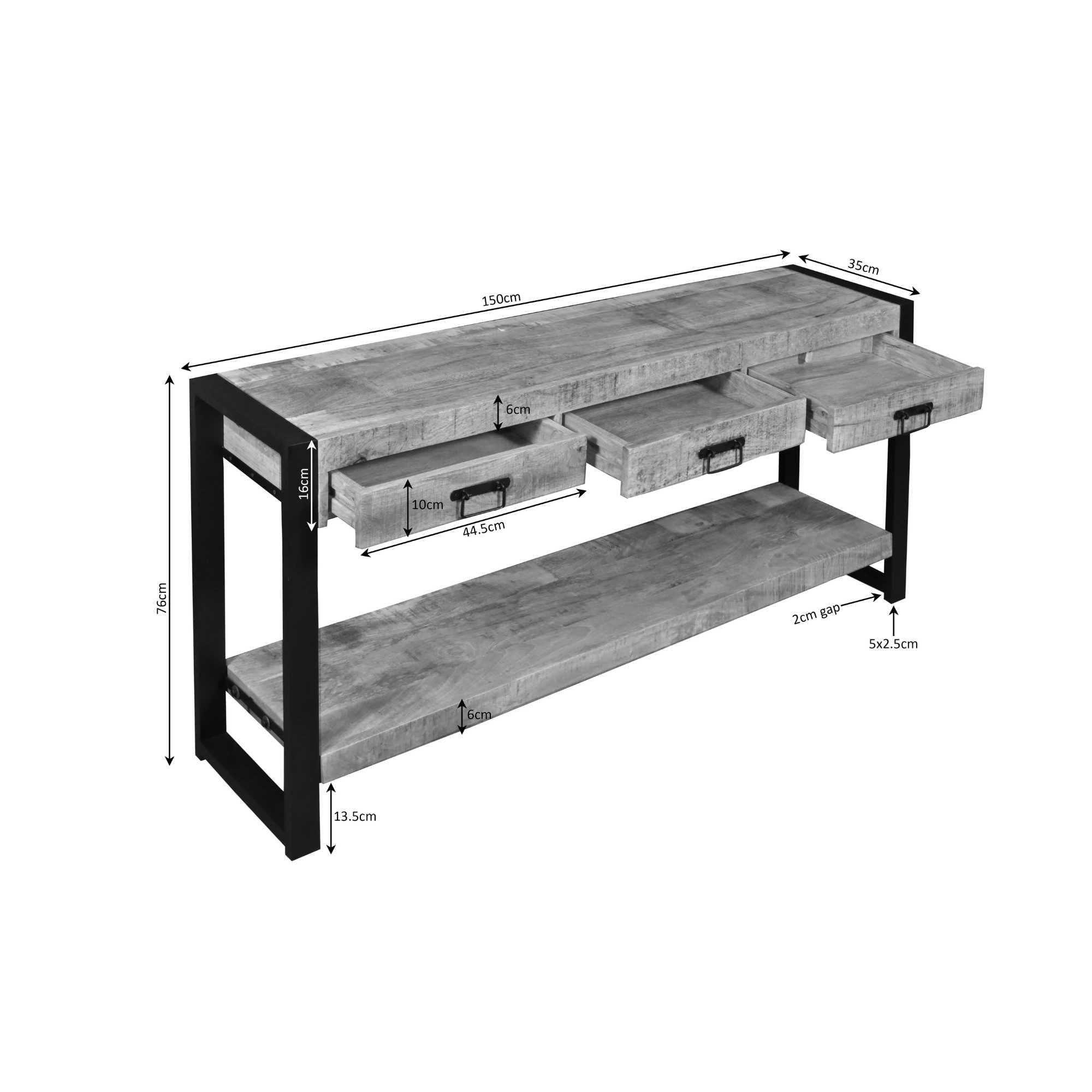 Sidetable Boaz Naturel Mangohout 150 cm