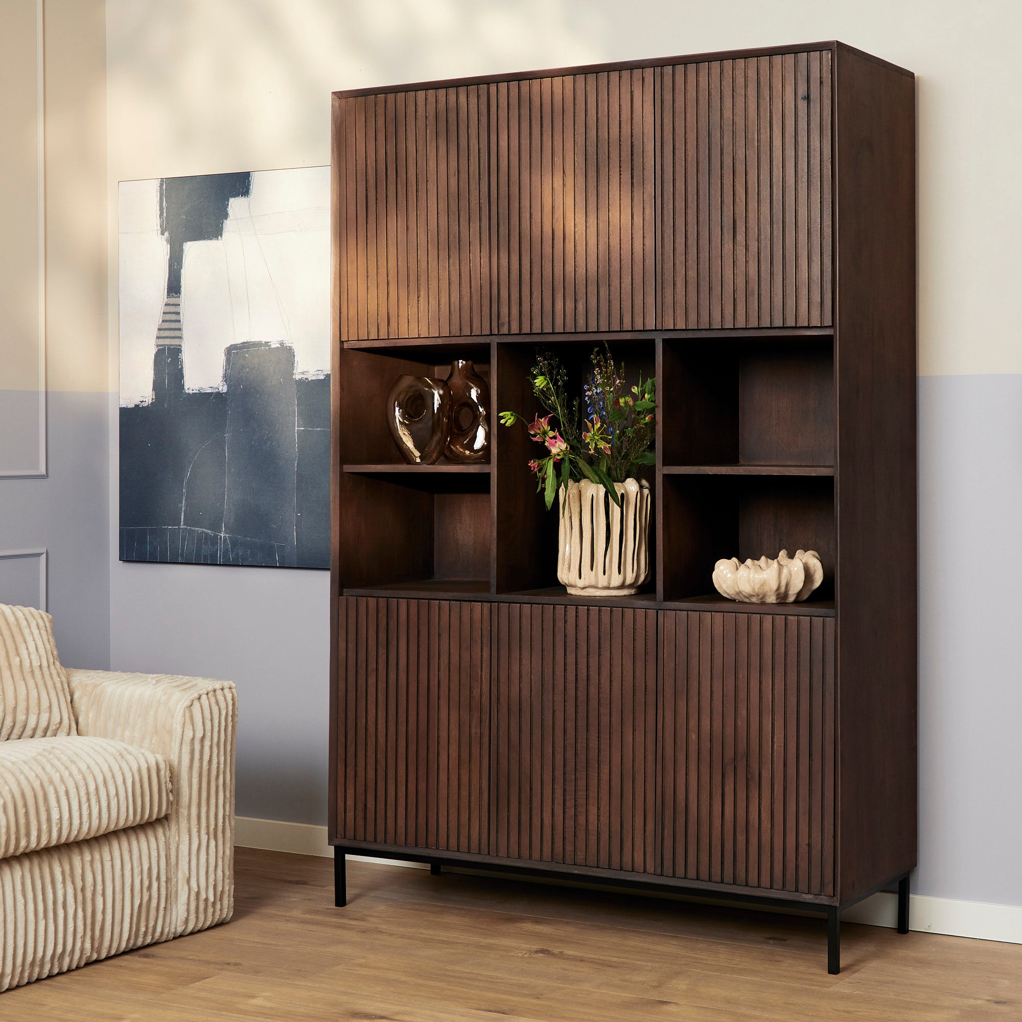Vakkenkast Madison XL  Bruin Mangohout 135 cm