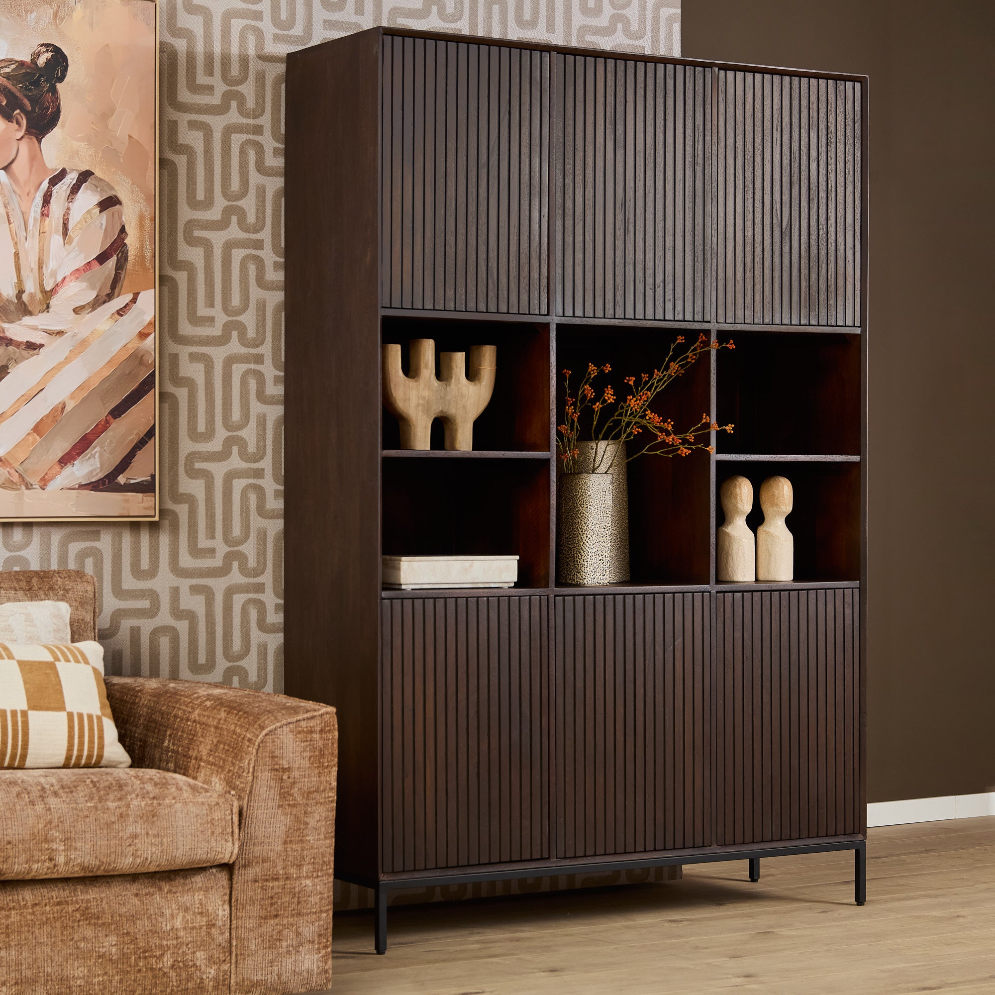 Vakkenkast Madison XL  Bruin Mangohout 135 cm