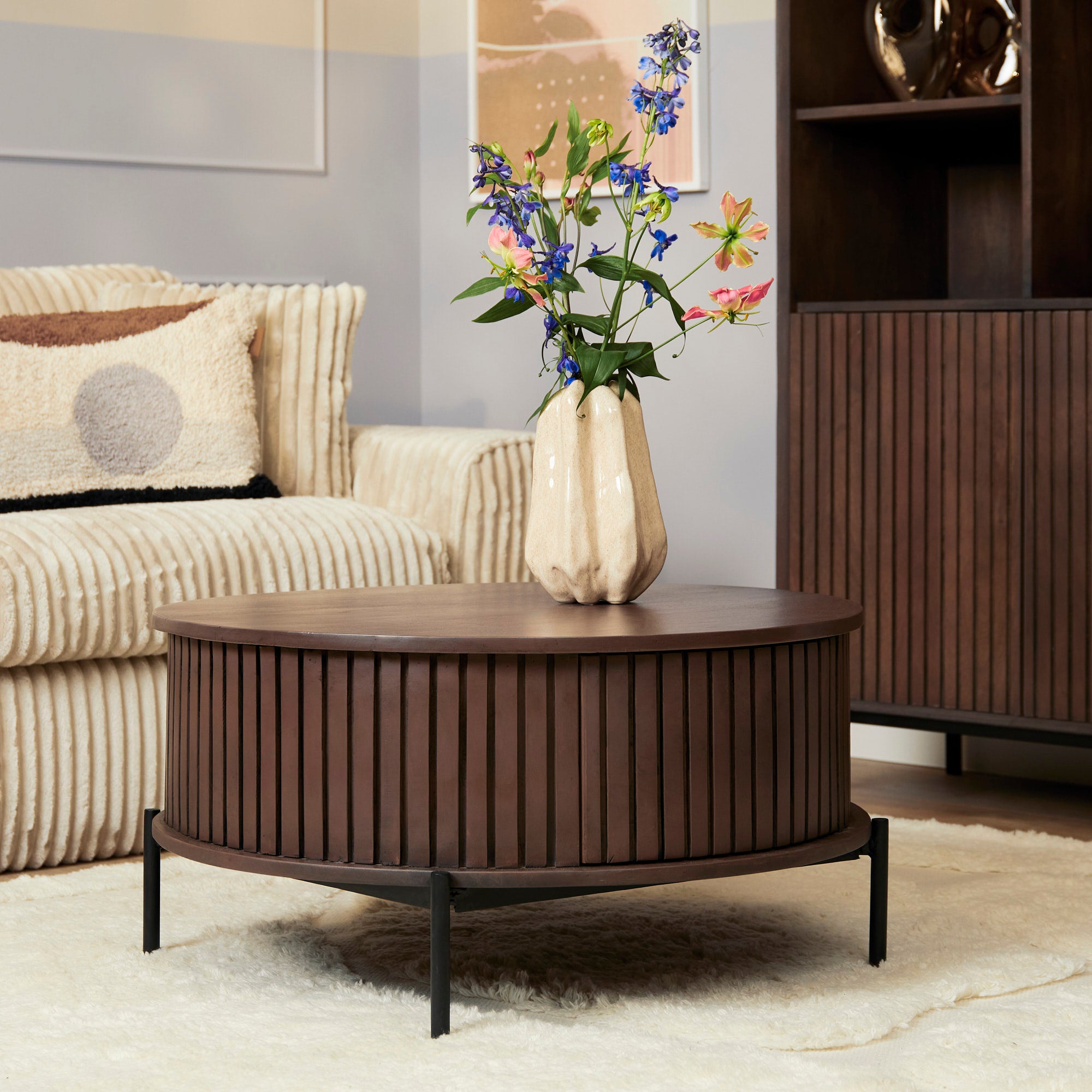 Ronde salontafel Madison Bruin Mangohout 80 cm